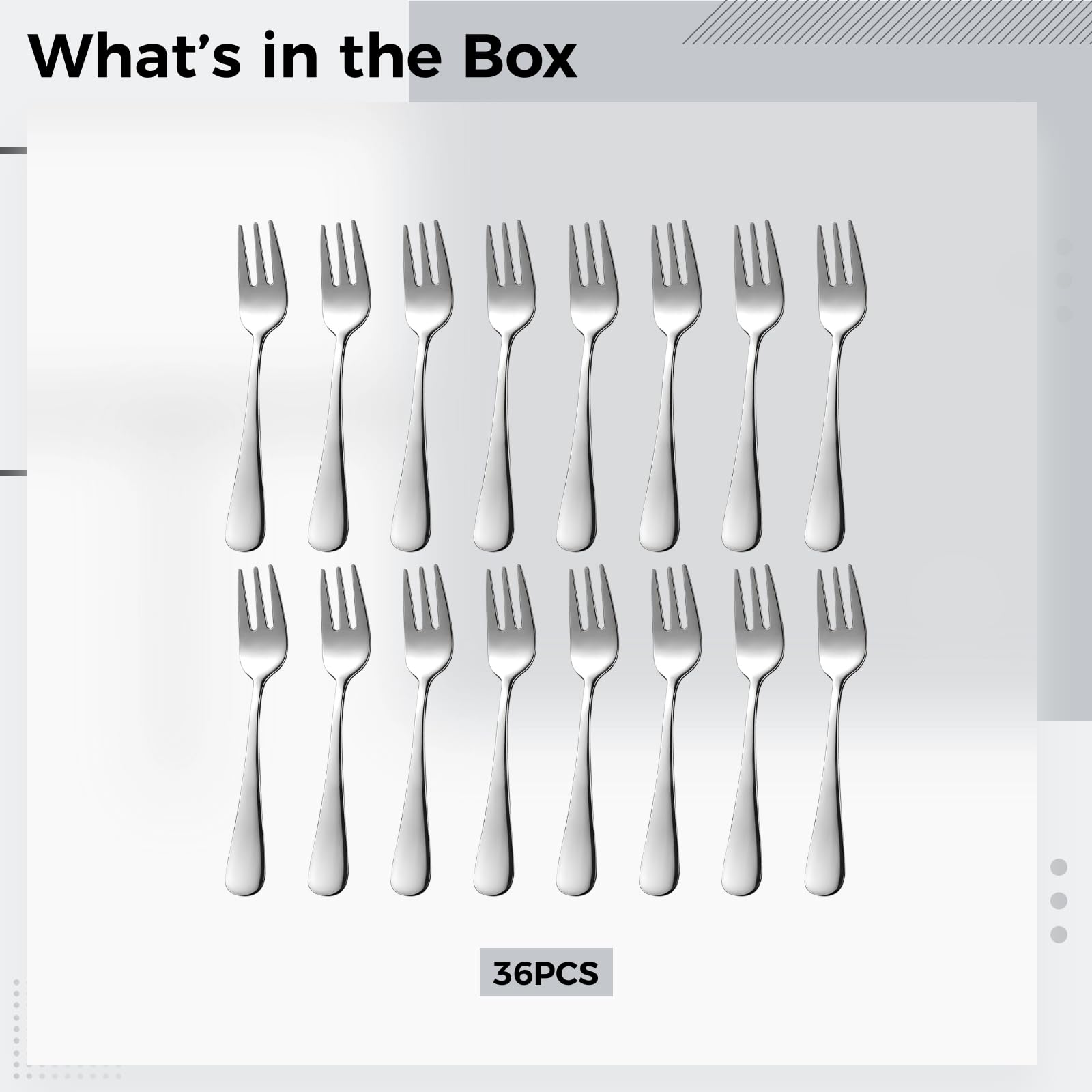 Lot de 36 fourchettes à huîtres en acier inoxydable poli miroir, poignée profilée, design à 3 dents, élégant et durable, pour huîtres et petits aliments, idéal pour la maison et le restaurant