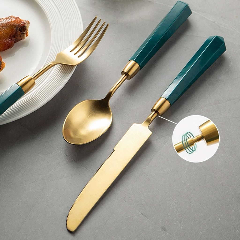 Exquisito Juego de cubiertos occidentales, cuchillos para carne, tenedores, cucharas, juego de cubiertos de acero inoxidable, cubertería creativa, utensilios de cocina para el hogar conveniente