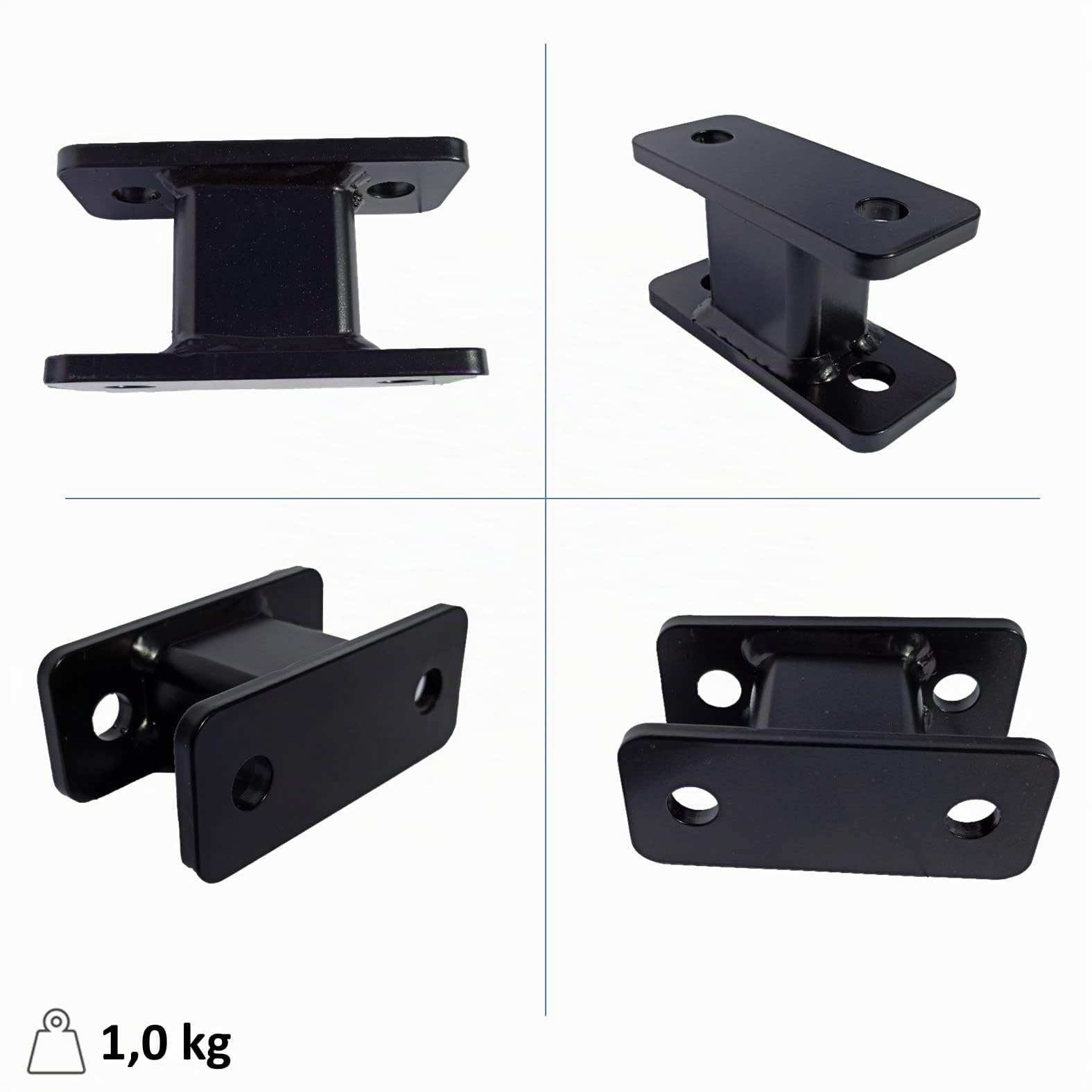 AHAKA Rallonge crochet pour tête sphérique AHK, 2 trous, espacement 90 mm, charge max 3500 kg, noir mat laqué