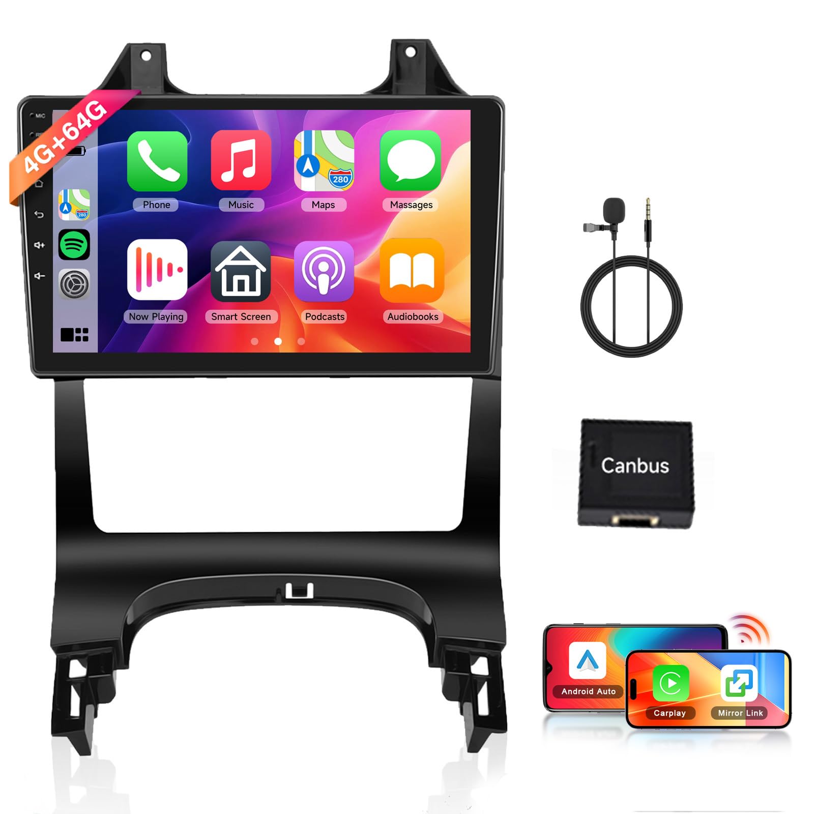 【8 Cœur 4+64G】 Hodozzy Carplay Autoradio pour Peugeot 3008 5008 2009-2015, 9 Pouces Ecran Tactile Android Autoradio avec Android Auto/WiFi/GPS/RDS/FM/Bluetooth/USB/DSP