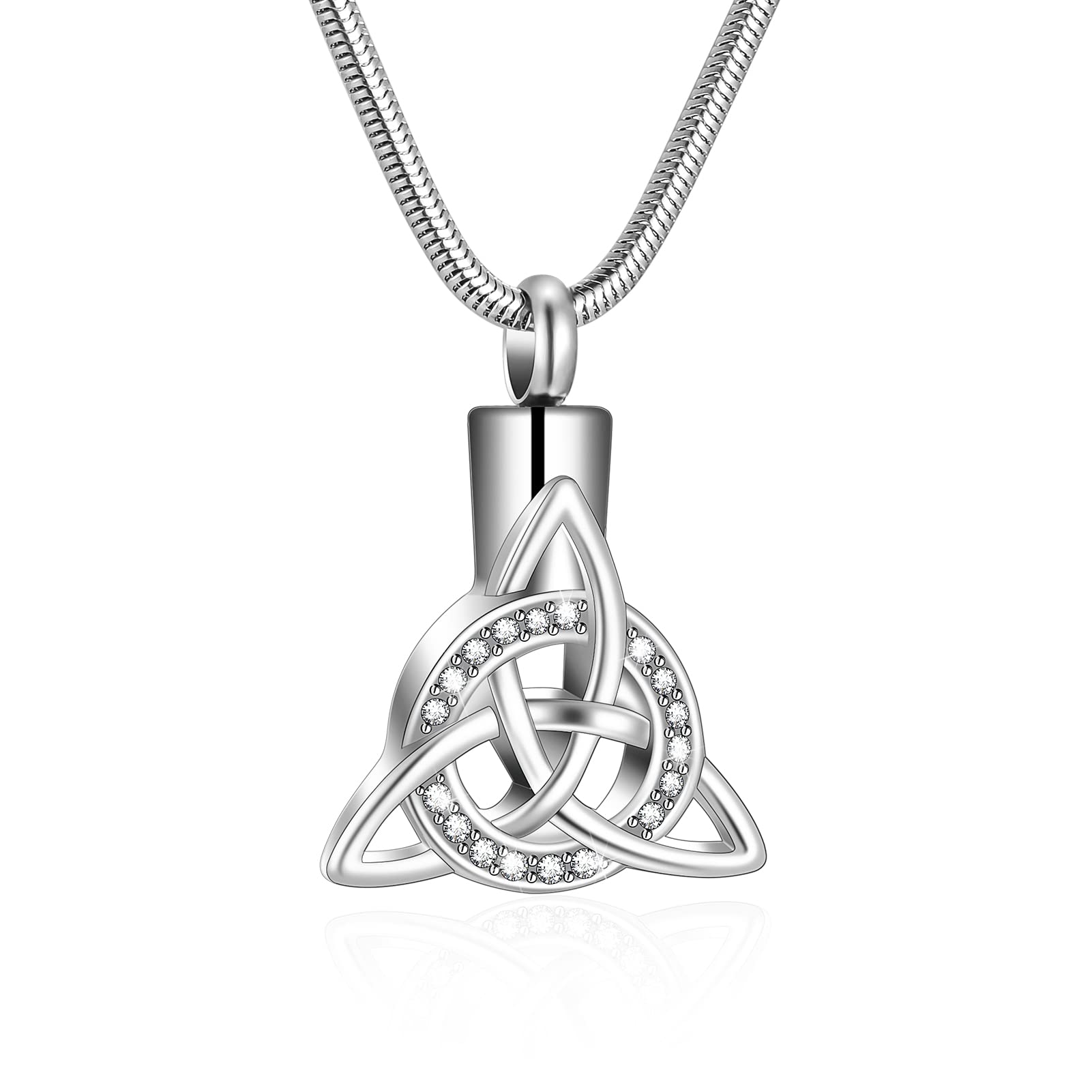 XIUDAUrn Necklace for Ashes Cremation Jewelry for Human Ashes Memorial Keepsake Necklace Celtic Trinity Knot Necklace for Ashes