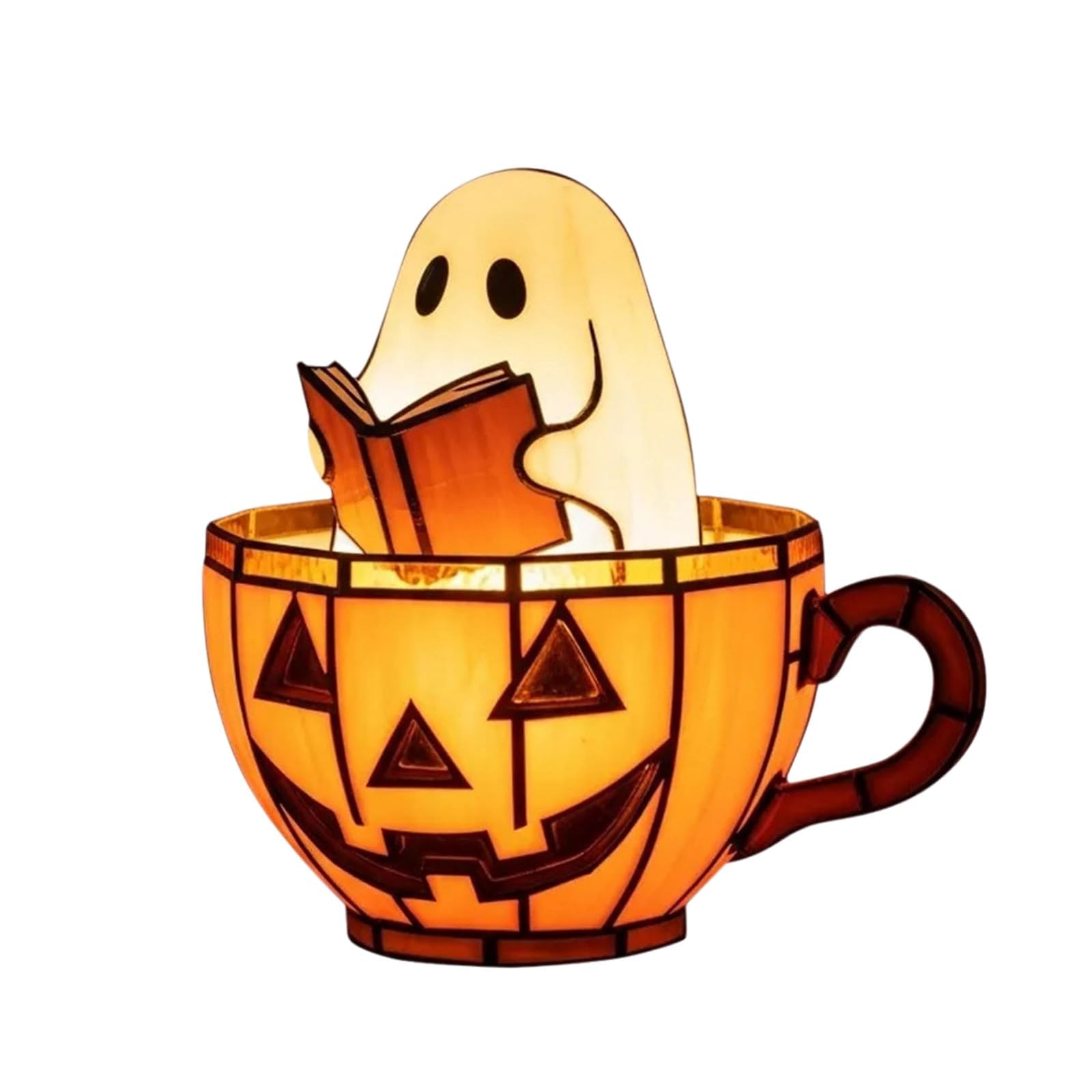 Lighted Vintage Patchwork Ghost Halloween Decor,Light Up Ghost with Lantern Decor Halloween Decorations (D)