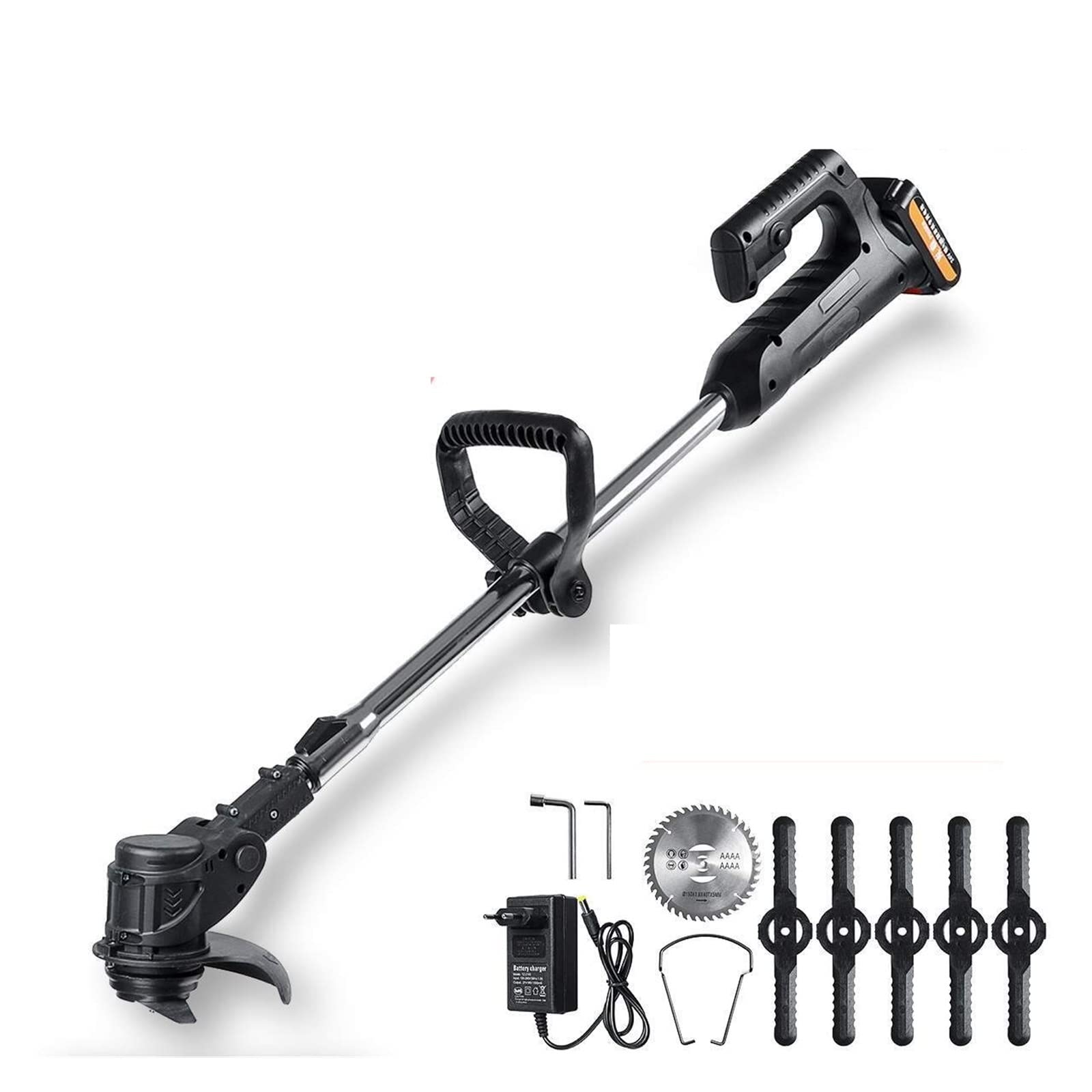 Taglia erba, Tagliaerba elettrico da 1000 W 24 V con batteria 22980 mAh a senza fili potatura giardino regolabile in lunghezza(1 Battery)