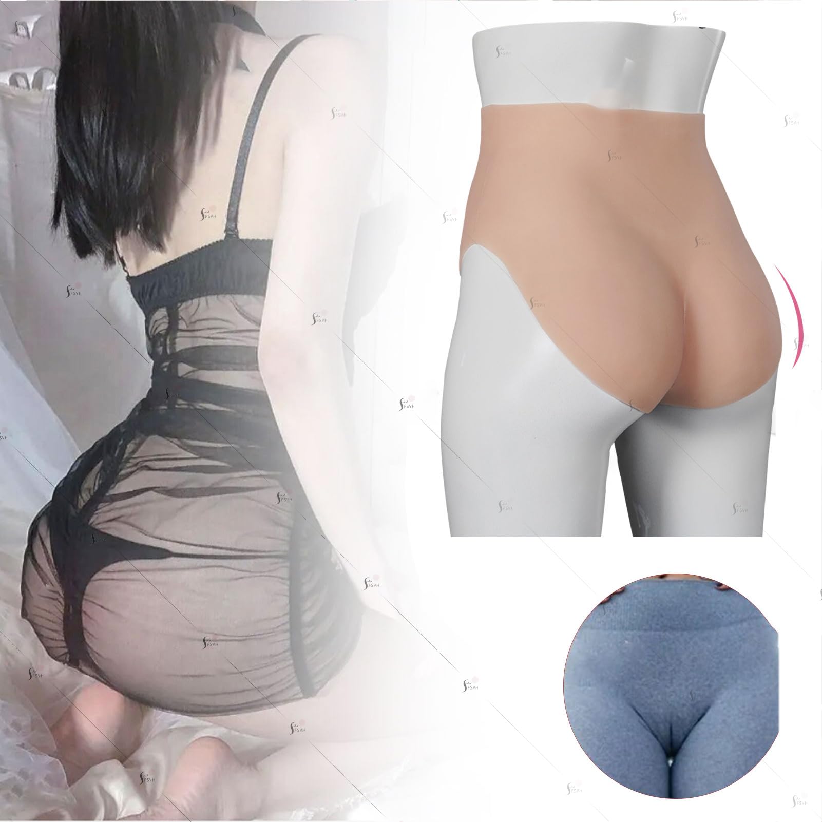 FSYH Silikonowe spodnie na biodrach Crossdresser Męskie spodnie Gaff Panty Shaper Push Up Hips for Transgender Cosplay