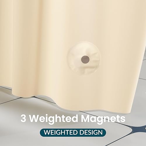 Miniatura 5 de Titanker Forro de cortina de ducha de plástico, 72 x 72 pulgadas, forro de ducha beige ligero de PEVA para baño, forro de ducha impermeable con