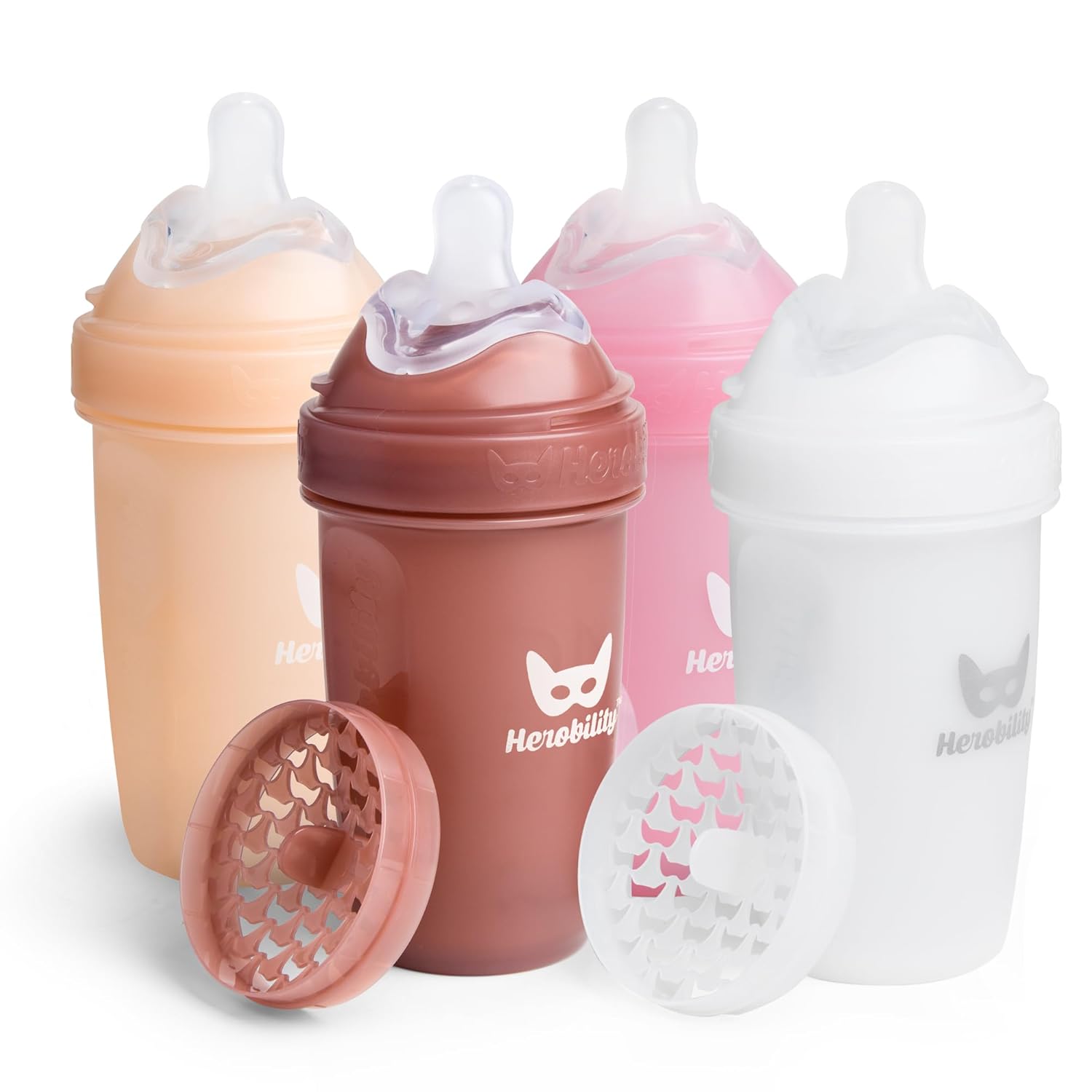 Biberon Anti-Colica Herobility 240ml - 4 Pack, Colorati, Sistema Doppia Protezione - Foto 10