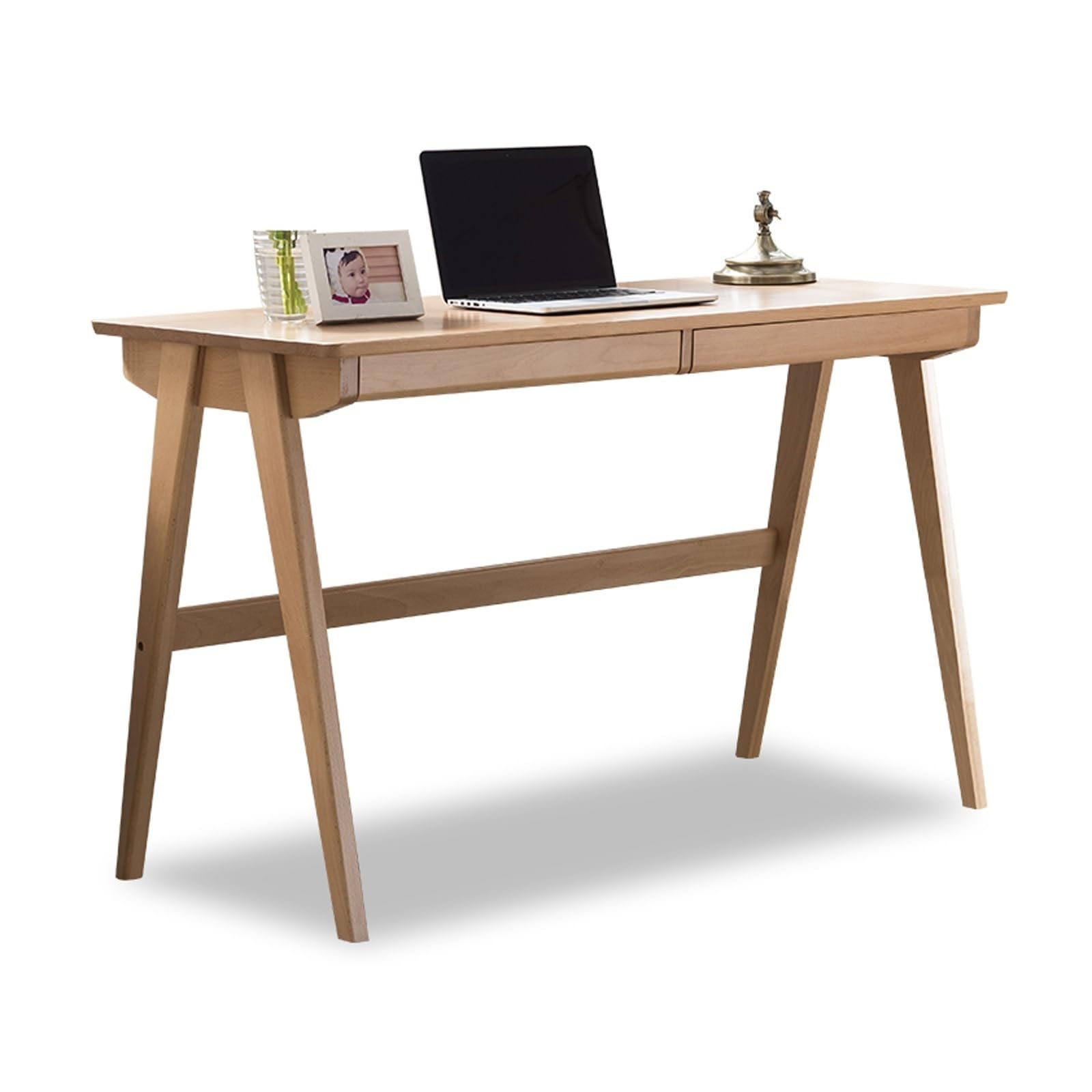 EINES Desk Game Table Home Office Desk Modern Minimalist Office Desk Study Writing Table with Double Drawers Home Monitor Stand Workstation(Walnut,1 meters)