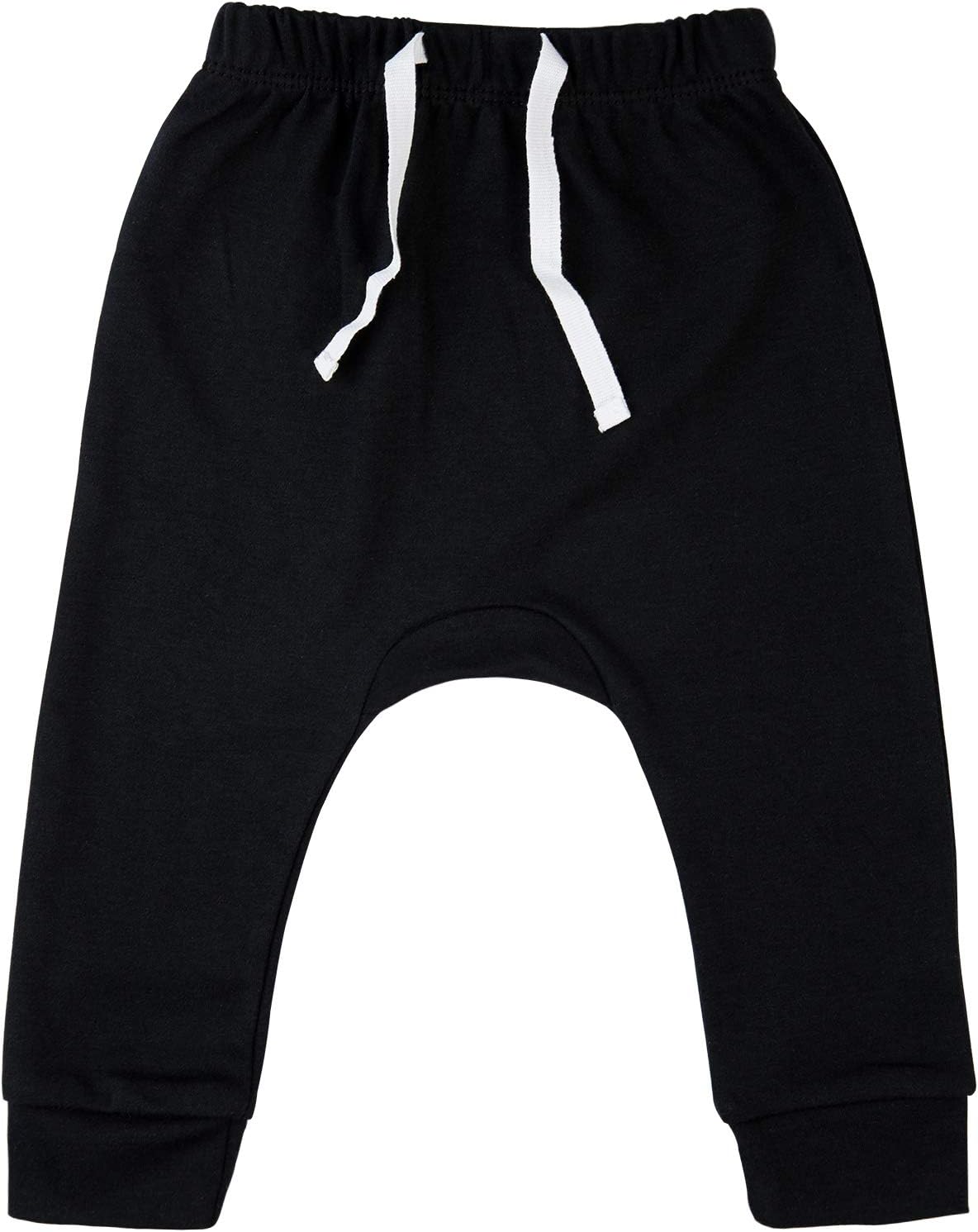 SOBOWO Newborn Baby Boy Girl 3-Pack Joggers Infant Baby Cotton Harem Pants for Toddler Boys Girls 0-3T Interlock 195 GSM - Image 2