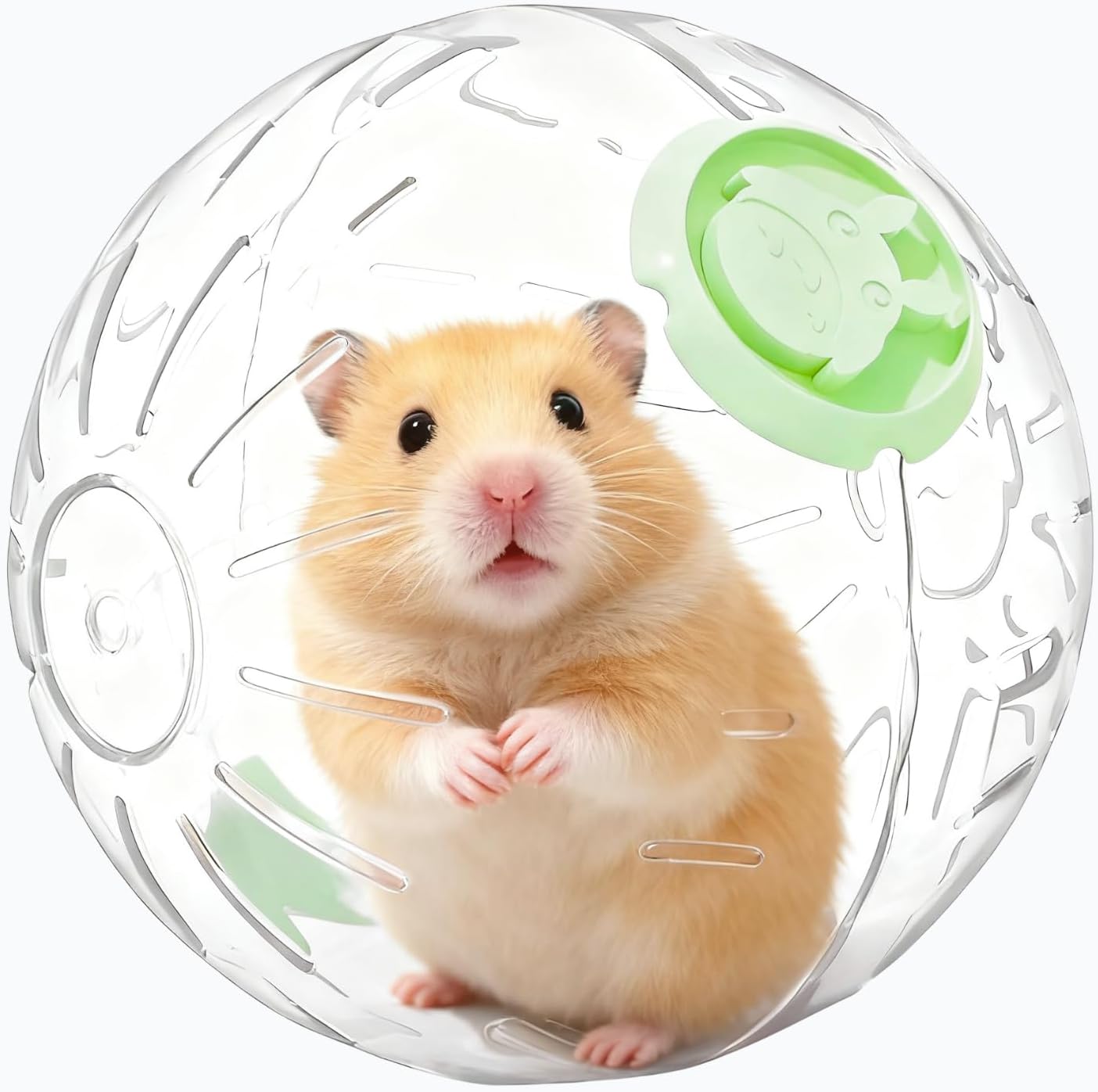 5.9 inch Hamster Ball, Exercise Toys, Running Wheel, Breathable, Silent, Clear Plastic Balls, Large Space, Easy to Clean, Cage Accessories, for Small Animals, Syrian Dwarf Mouse, Little Turtle, Green