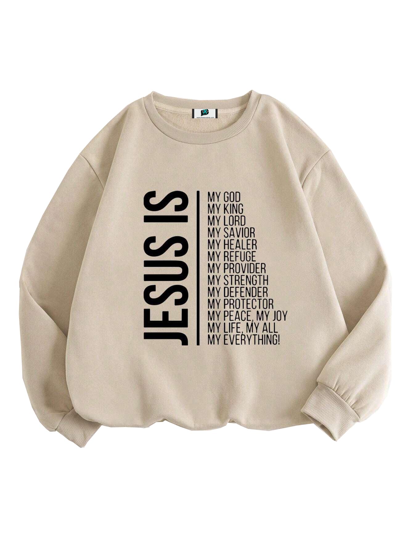 SXV 'Jesus’ Printed Cool Aesthetic Drop Shoulder Oversized Baggy Sweatshirt-image-32