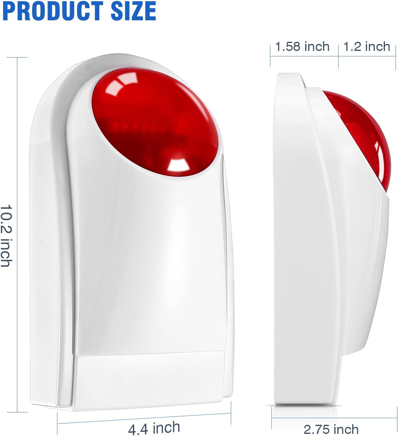 Side view of the YISEELE Y-2 Wireless Indoor Siren with its power adapter, illustrating the connection point.