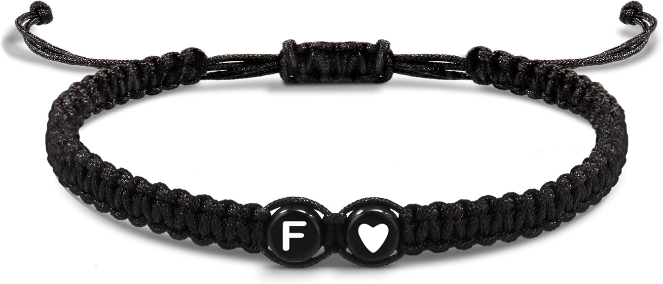 Btysun Initial Bracelets for Women Teen Gifts Trendy Stuff Best Friend Birthday Gifts Graduation Adjustable Letter A-Z Braided Bracelets Heart Link Sister Daughter Mother's Day Mom Female Christmas Jewelry