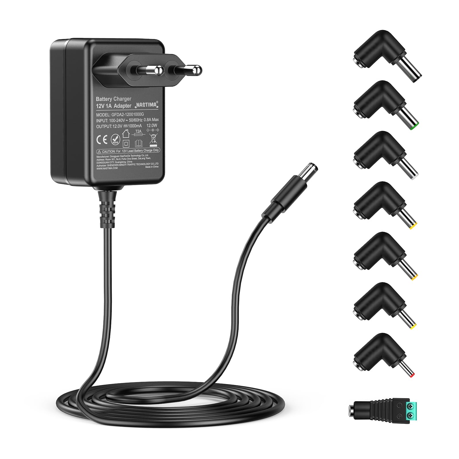 NASTIMA Elektryczna ładowarka samochodowa 12 V 1A dla dzieci, samochód elektryczny dla dzieci, SUV ATV, motocykl itp., uniwersalna ładowarka 12 V ze wskaźnikiem świetlnym, wyposażona w 8 rodzajów
