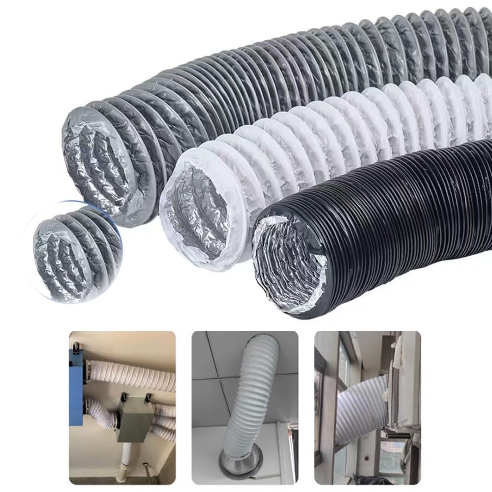 Tubo flessibile di sfiato dell'essiccatore condotto in alluminio per ventilazione HVAC, tubo di scarico resistente da 7 m, condotto d'aria isolato