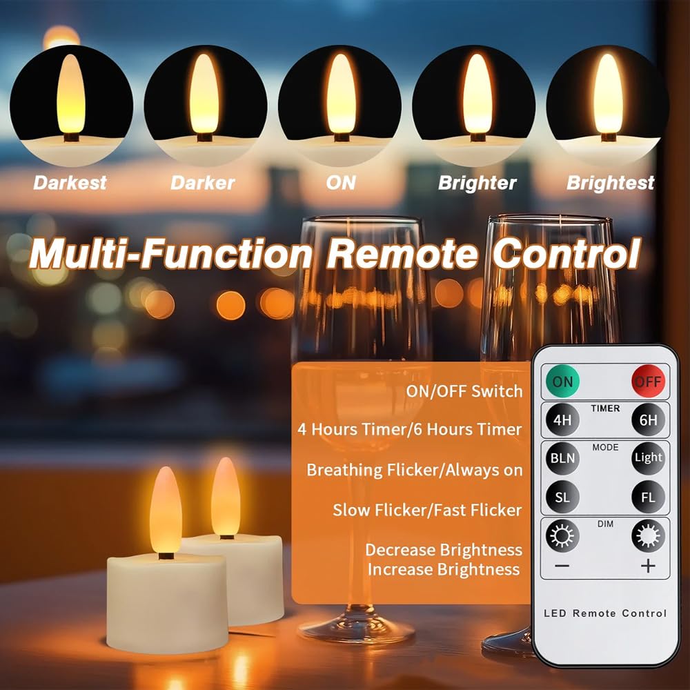 Enegg Rechargeable Tea Light Candles with Timer & Remote Function - Image 4
