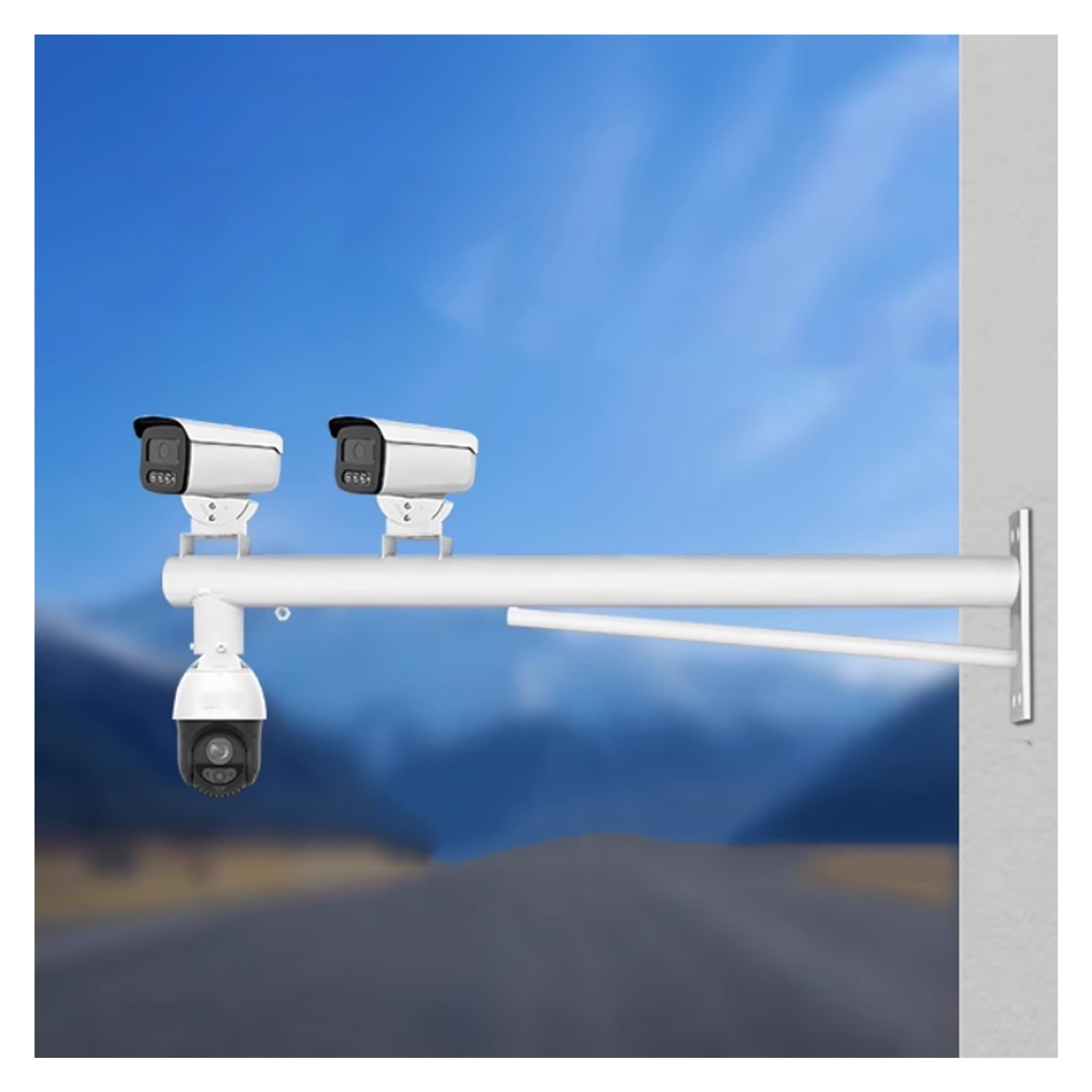 Palo per Telecamera di Sicurezza Supporto in Acciaio per Telecamera di Sorveglianza, Staffa di Montaggio A Parete per Telecamere di Sicurezza(C,1.5m/59 1/10in)
