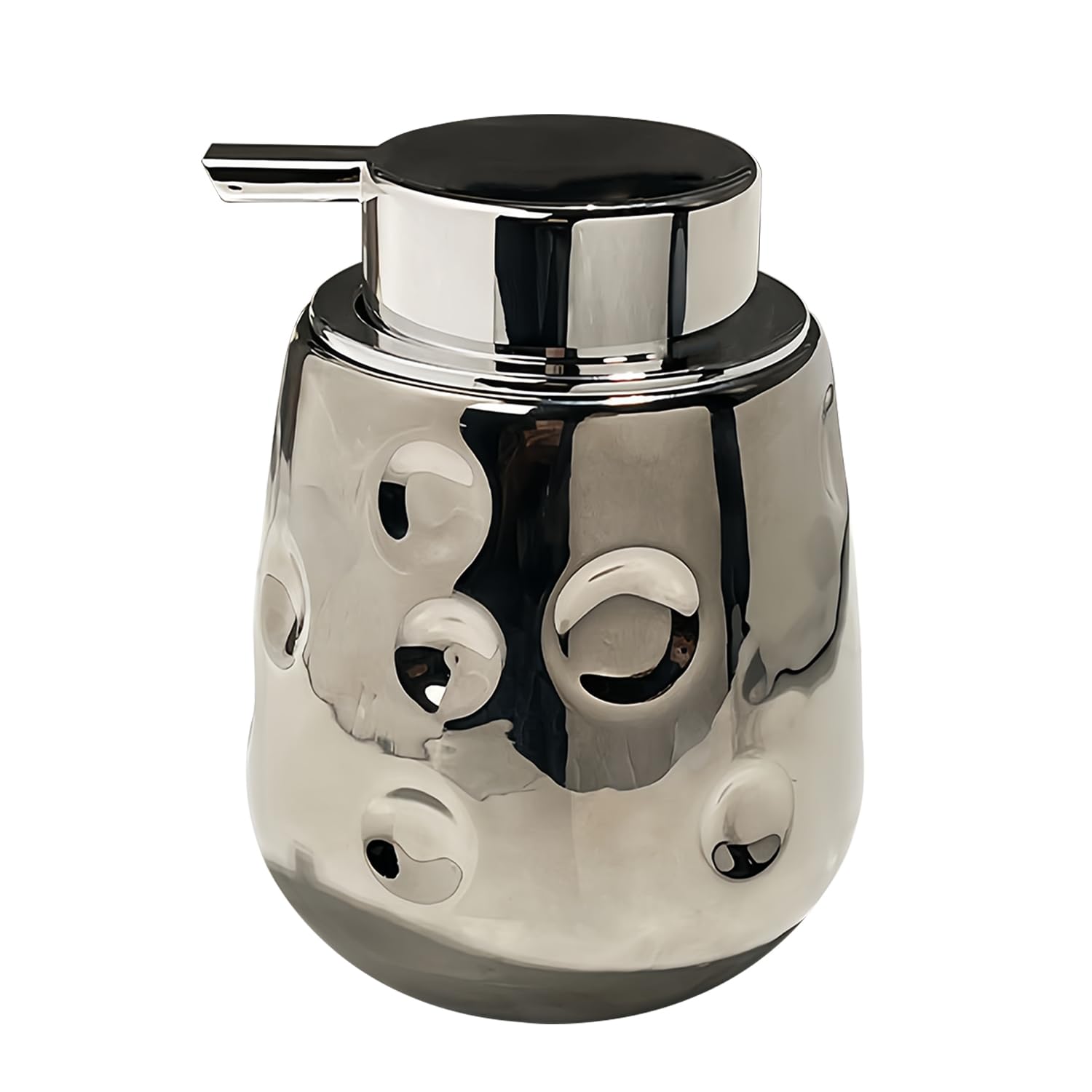 Dowbom Ceramic Foaming Soap Dispenser, Hand Foaming Dispenser, for Barthroom Kitchen, Foam Soap Dispenser with Pump (Silver)