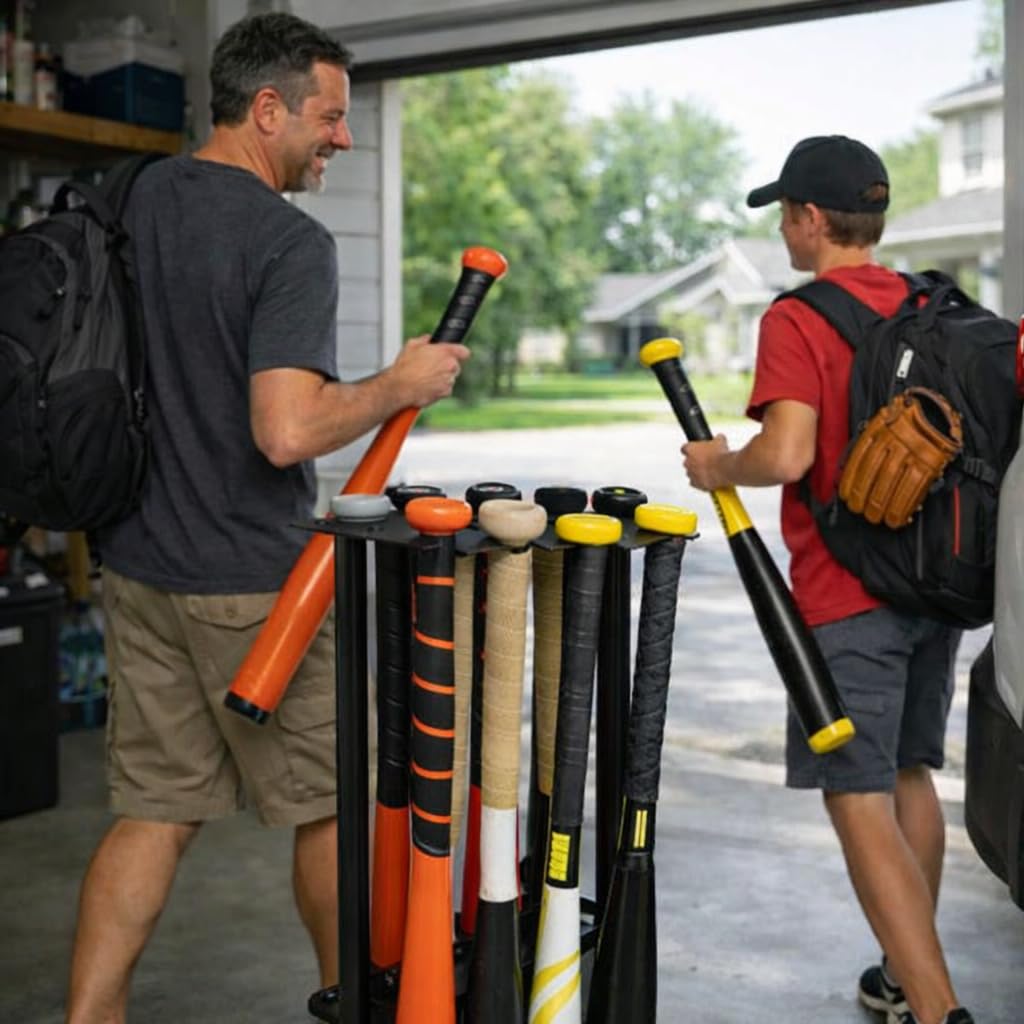 Support de batte de baseball, peut contenir 8 battes et 5 balles, support autoportant pour battes de baseball, pour garage, maison et pirogue, support de rangement pour batte de baseball en
