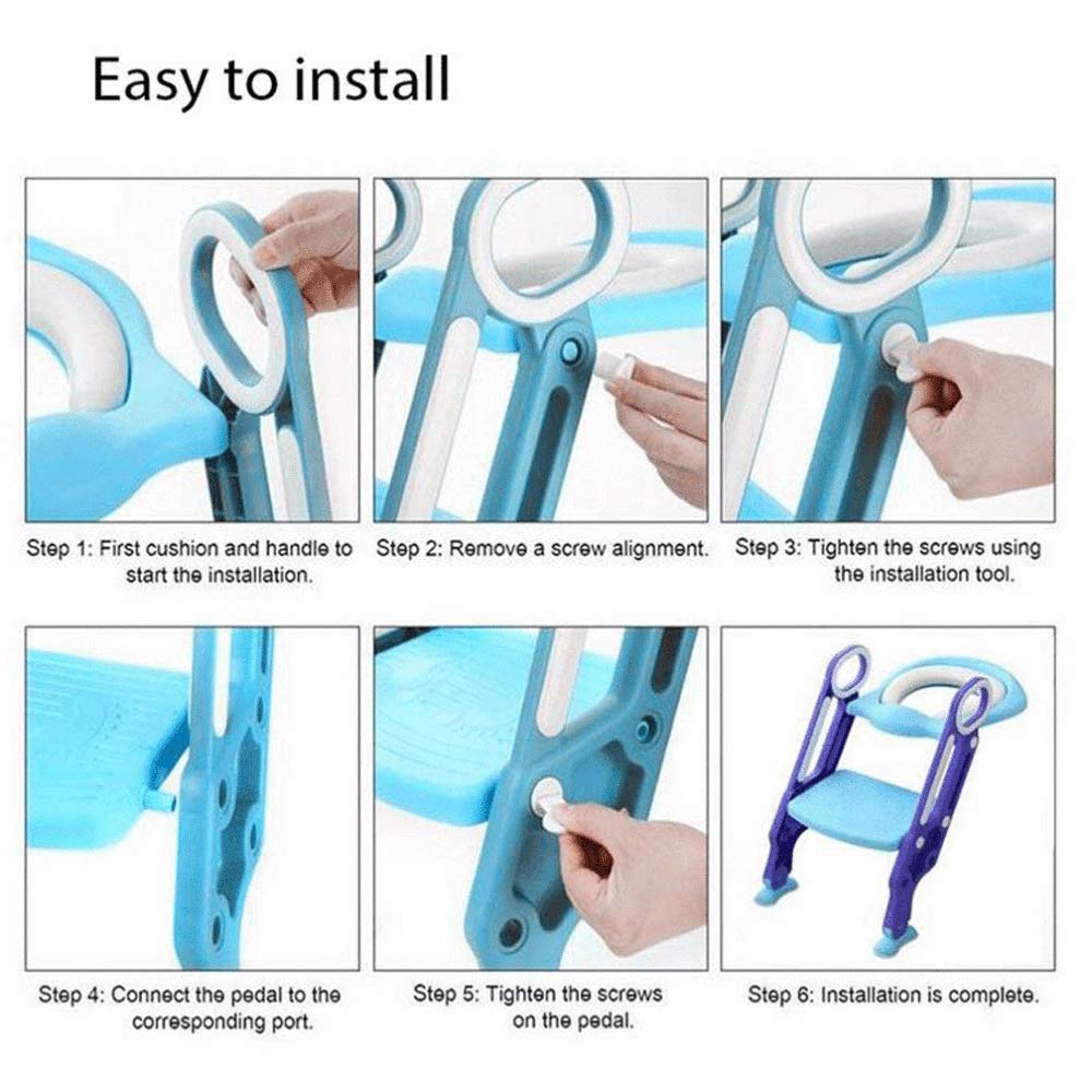 Reductor WC Niños Aseo Asiento con Escalera, Orinales para Niños Asiento para Inodoro De Bebe Orinal Infantil Formación, Antideslizante, Plegable, Altura Ajustable para 1-7 Niños