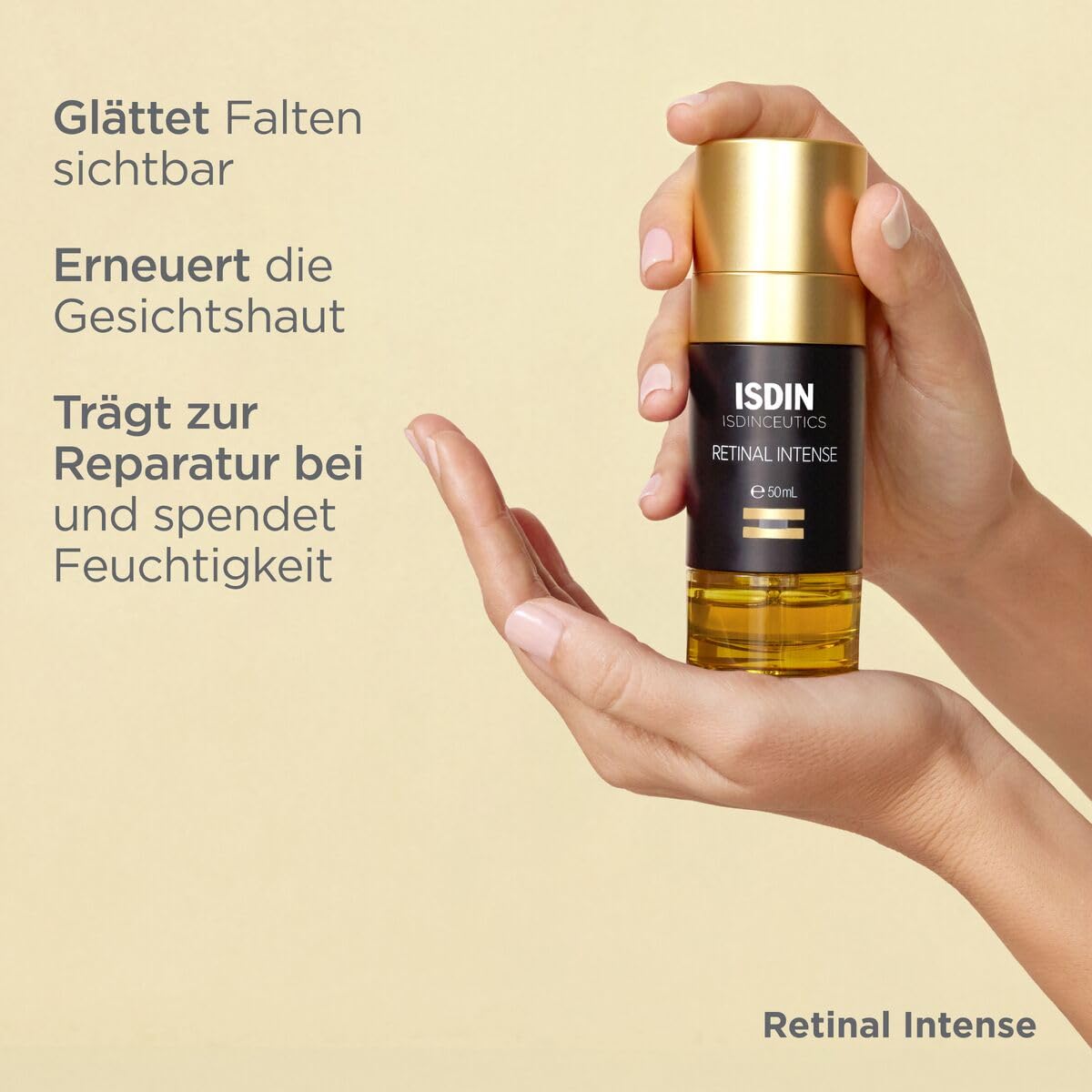 ISDINCEUTICS Retinal Intense - Retinal Serum & Anti-Aging Nachtserum - Mit Retinaldehyd & Melatonin - Glättet Falten, Beschleunigt Hauterneuerung - Zweiphasig, 50ml