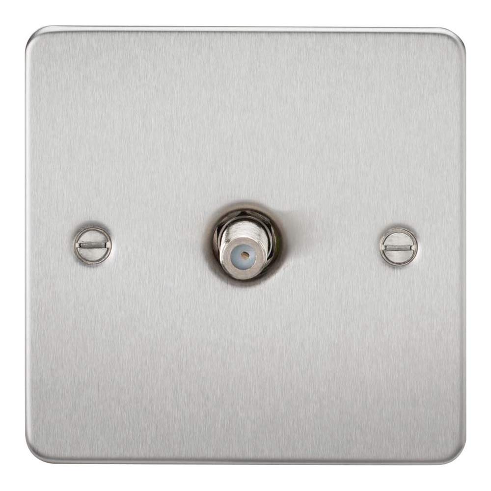 Knightsbridge FP0150BC Flat Plate SAT TV Outlet, Non-Isolated, Brushed Chrome, 1G