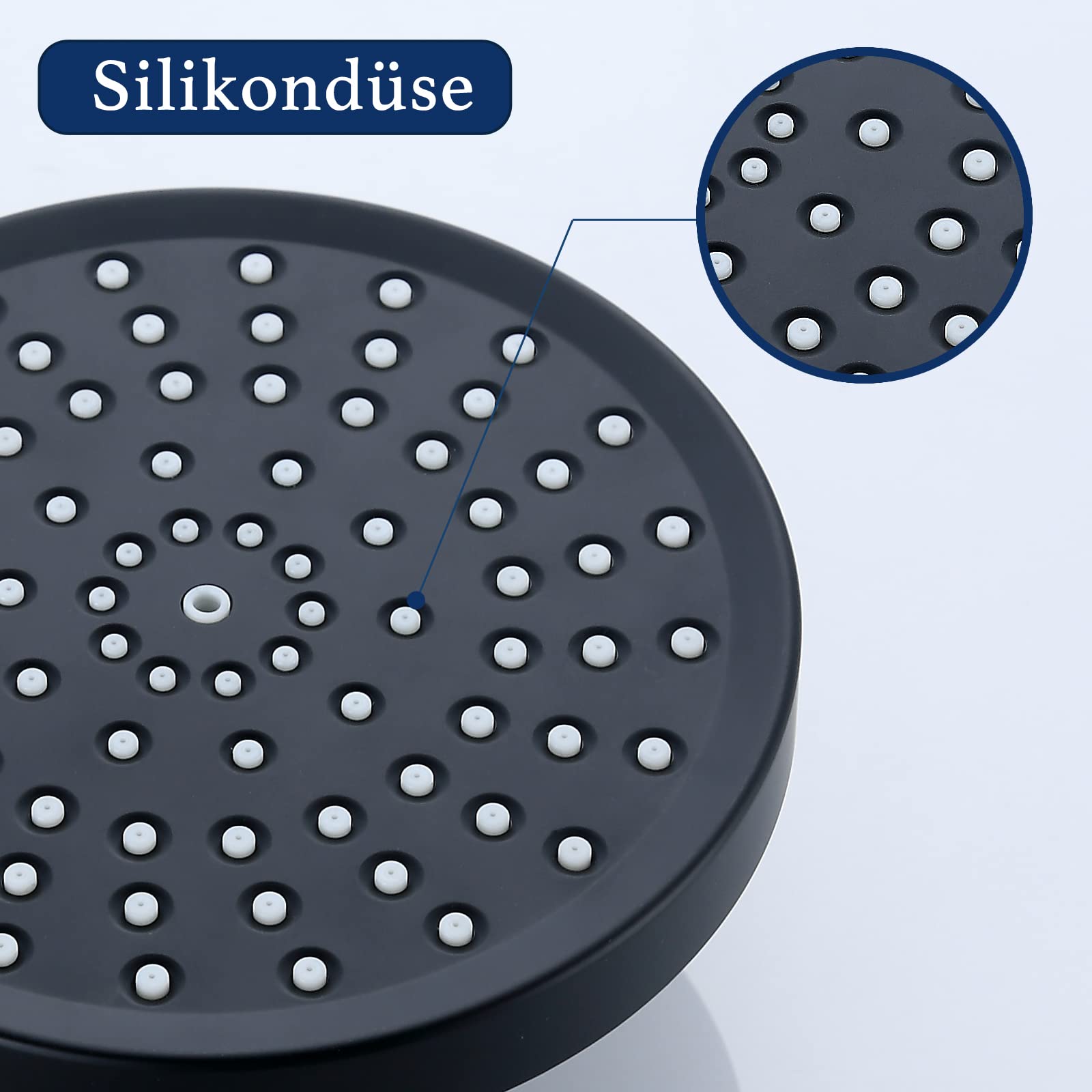 FUYIOCN 6 Inch Rain Shower Head High Pressure, Anti-Limescale Rainfall Shower Head with Matte Black Finish - Image 4
