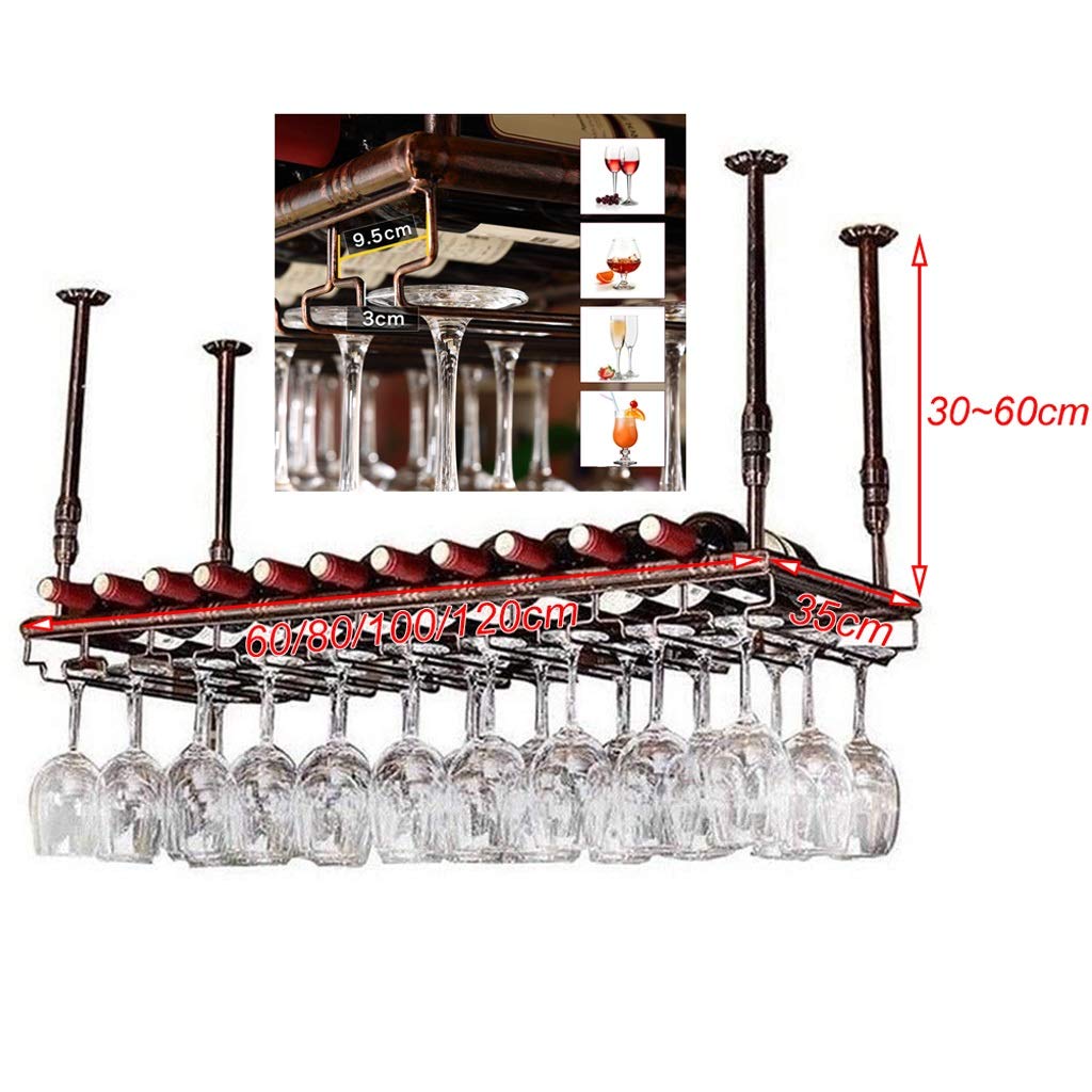 Ceiling Wine Racks, Hanging Wine Glass Holder, Wine Goblet Rack Bar Counter Hanging Cup Holder Stemware Goblet Rack - Bronze,80×35cm(32×14inch)