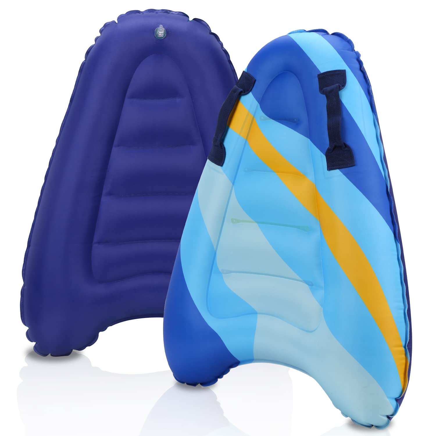 Joparri Bodyboard inflable 2 bodyboard inflable con asas, tabla de natación portátil, bodyboards suaves para nadar, tabla de surf para adultos para surf en la playa, piscina, deportes acuáticos, rayas