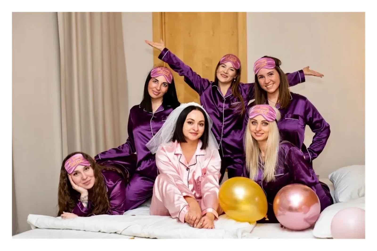 HKYBCF Satijnen pyjama set lente herfst pyjama vrouwen zijden satijnen pyjama set shirt met lange mouwen en broek nachtkleding loungewear vrouwelijke pyjama pakken (paars zwart, XL