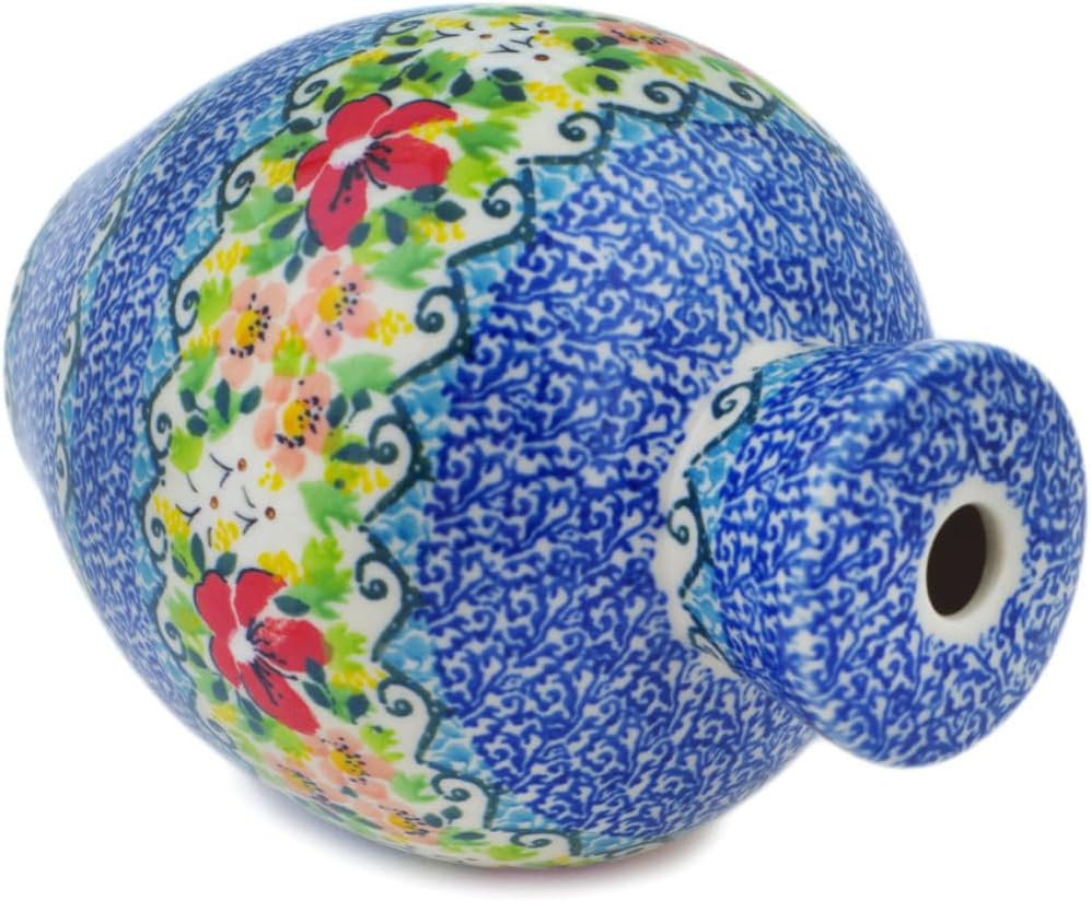 Authentic Polish Pottery Lamp Base Signature UNIKAT in Petal Dance Design Handmade in Bolesławiec Poland by Ceramika Artystyczna + Certificate of Authenticity