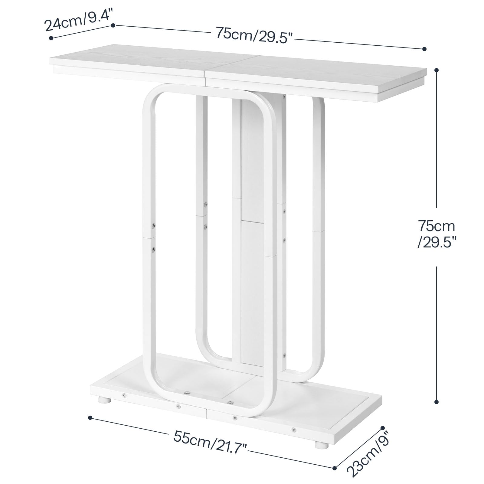 HOOBRO Mesa de Consola de Estilo Industrial, con Espacio de Almacenamiento, Aparador de Marco Geométrico de 2 Niveles, para Recibidor, Entrada, Salón, Dormitorio, Comedor y Pasillo, Blanco EWW68XG01