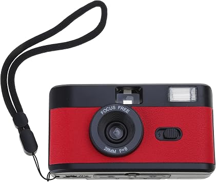 35mm Film Camera Retro Style Camera, Focus Free, Reusable, Built in Flash, Easy to Use for Photography Enthusiasts, 120x60x40mm, Red
