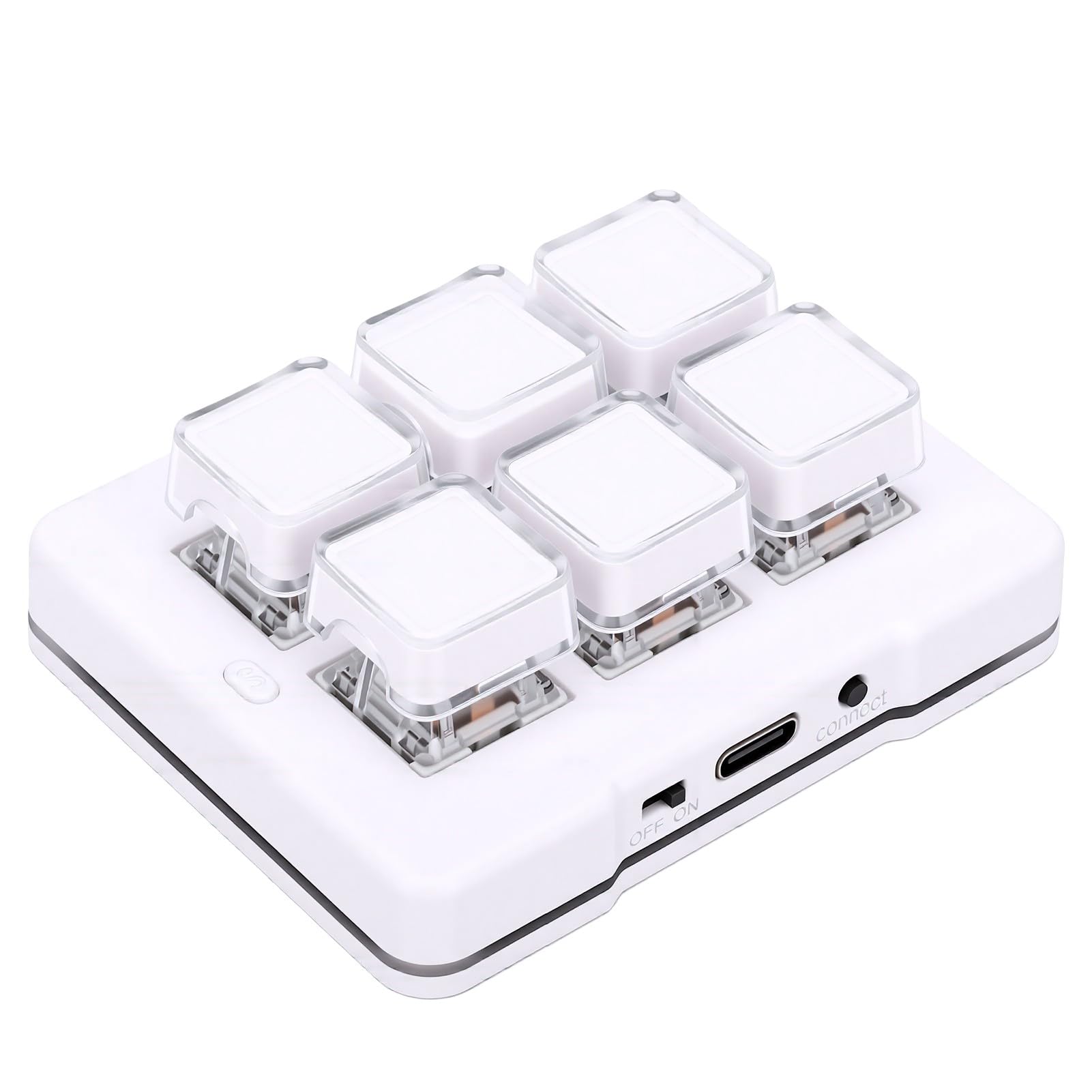 Luocute Tastierino Macro, 6 Tasti con una Sola Mano (WHITE) | Tastiera meccanica, interruttore blu, tastiera programmabile USB cablata, per computer portatile