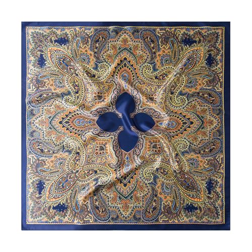 Image of 35 inch Men's Silk Cowboy Scarf - Oversized Western Bandana Neckwear, Large Square Scarf with Gift Packaging
