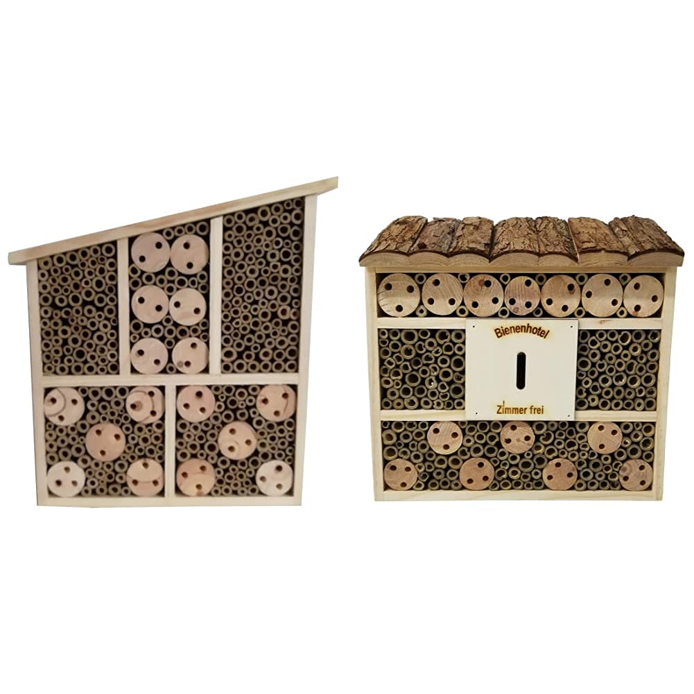 Dehner Natura Insektenhotel Osmia, ca. 32 x 9 x 30 cm, Kiefern-, Tannenholz/Bambus/Sperrholz, Natur & Natura Insektenhotel Andrena, ca. 29.5 x 9.5 x 28.5 cm, Kiefern-, Tannenholz/Bambus/Sperrholz