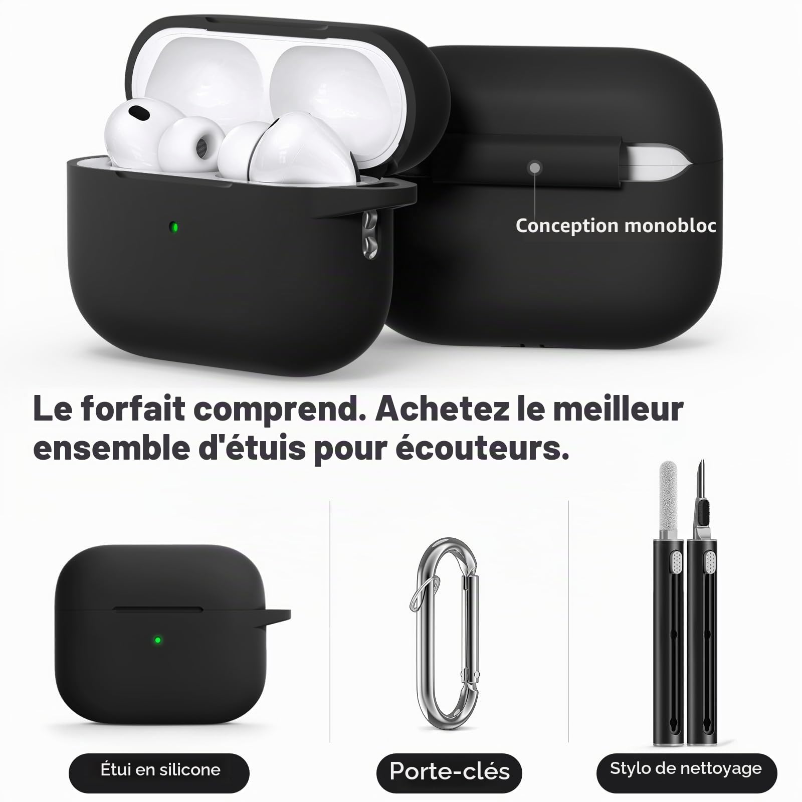 Inesore Compatible with AirPods Pro 3 Case (2025) Silicone Protective Cover for Apple Air Pod Pro 3rd Charging Case Black