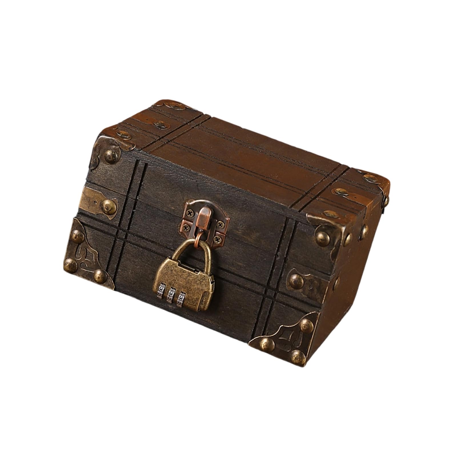 Tsophreniq Pirate Themed Wood Treasured Chest with Secret Code for Mysterious Storage and Home Decoration Daily Use Elegant Jewelry Box