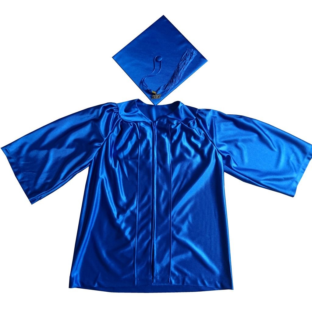 Grad Days Kindergarten Graduation Gown Cap Tassel 2021 Shiny Royal Blue 33(4'0''-4'2'')