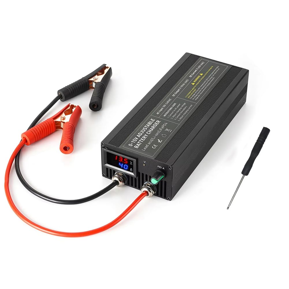 Cargador Lifepo4 de 60 A, Carga Rápida de Batería de Litio de 0 A 15 V para Automóvil, Adaptador de Alta Potencia de 12,6 V, Enchufe de la UE