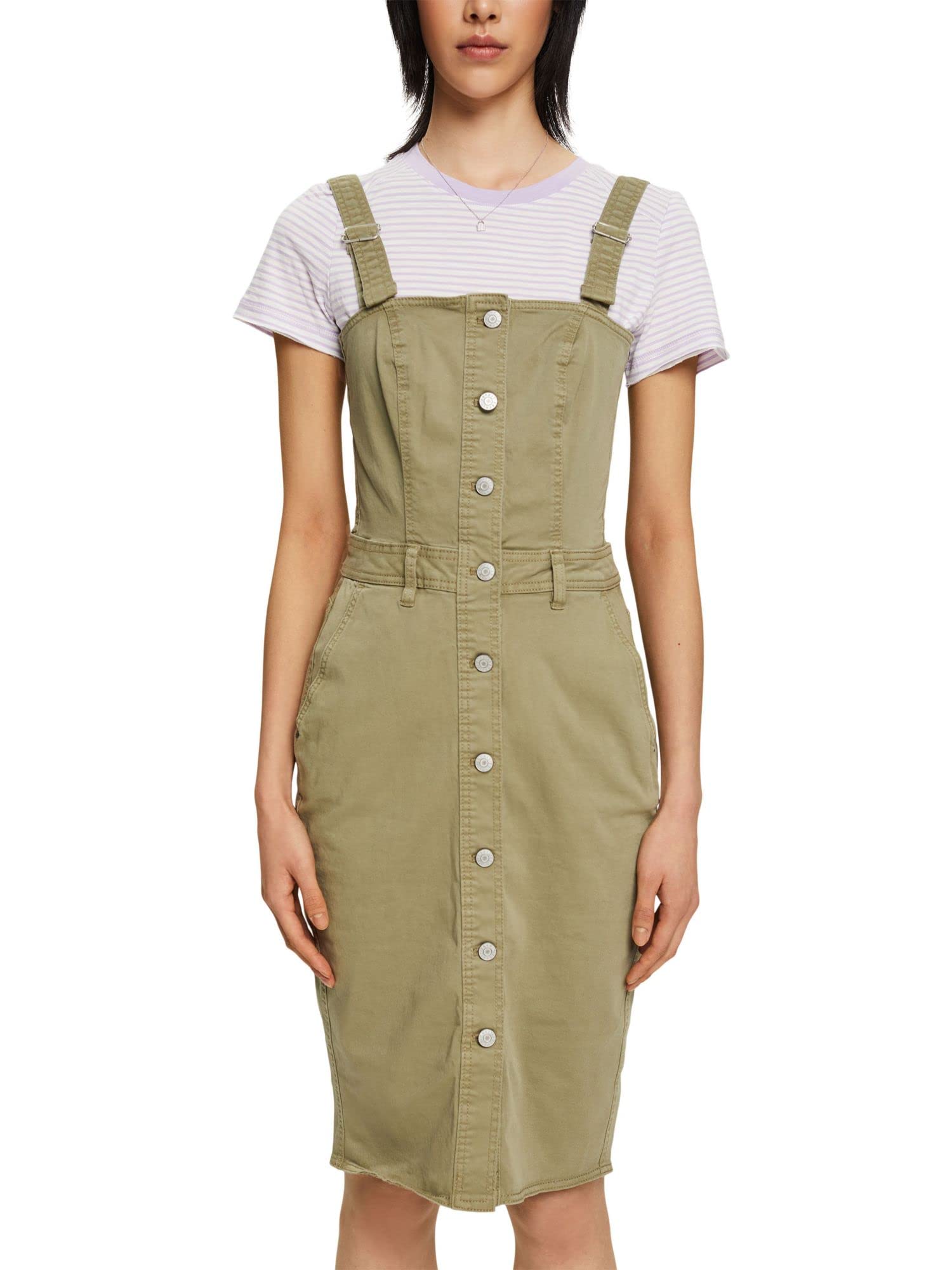 ESPRIT Women's 052EE1E317 Dress, 345/LIGHT Khaki, 36