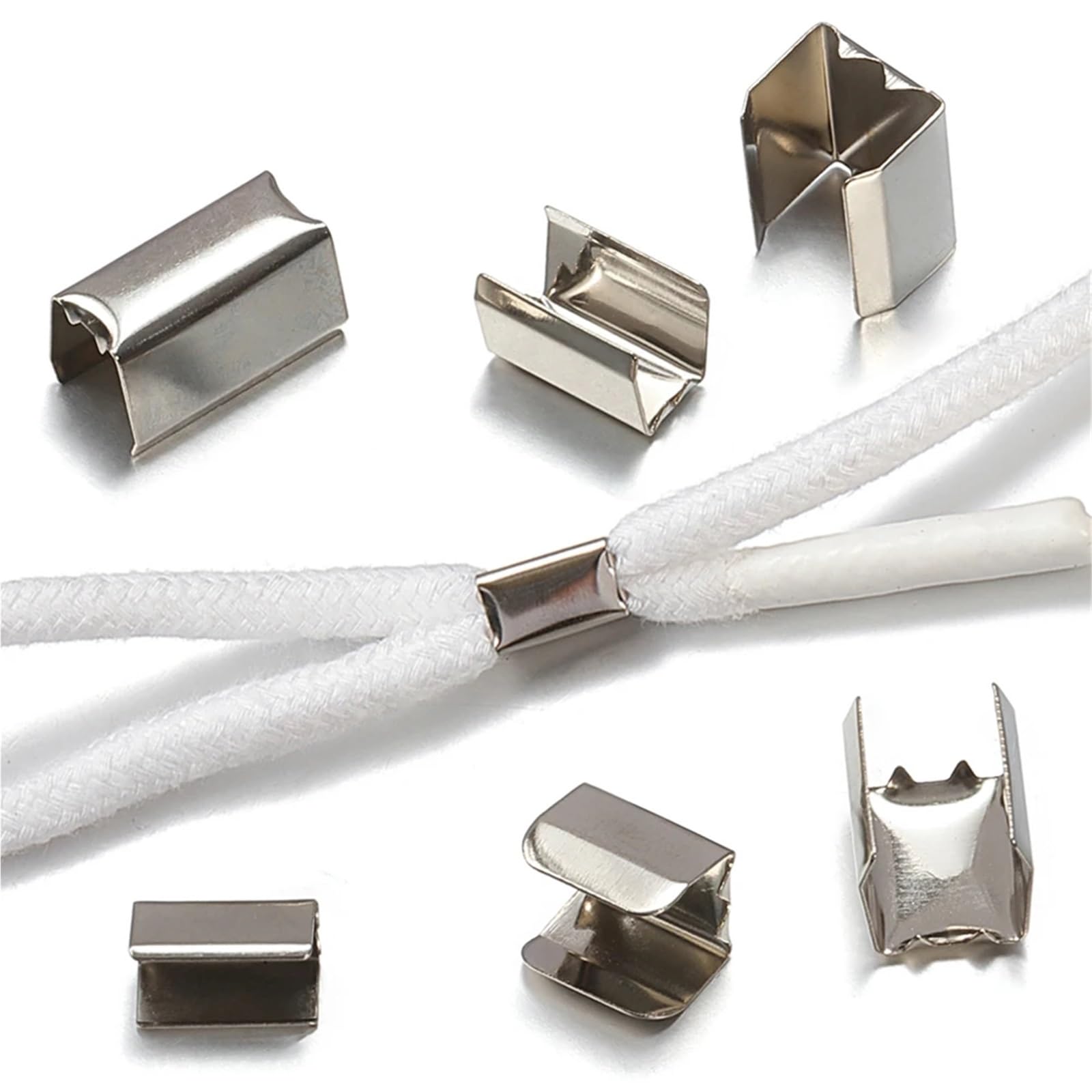 Zaślepki do wyrobu biżuterii, 600 szt. Metalowe klipsy do sznurka DIY 5x10mm przewód mocujący zaciskany sznurek skórzana lina składany klips wyrobu biżuterii elementy bransoletki(5x10mm)