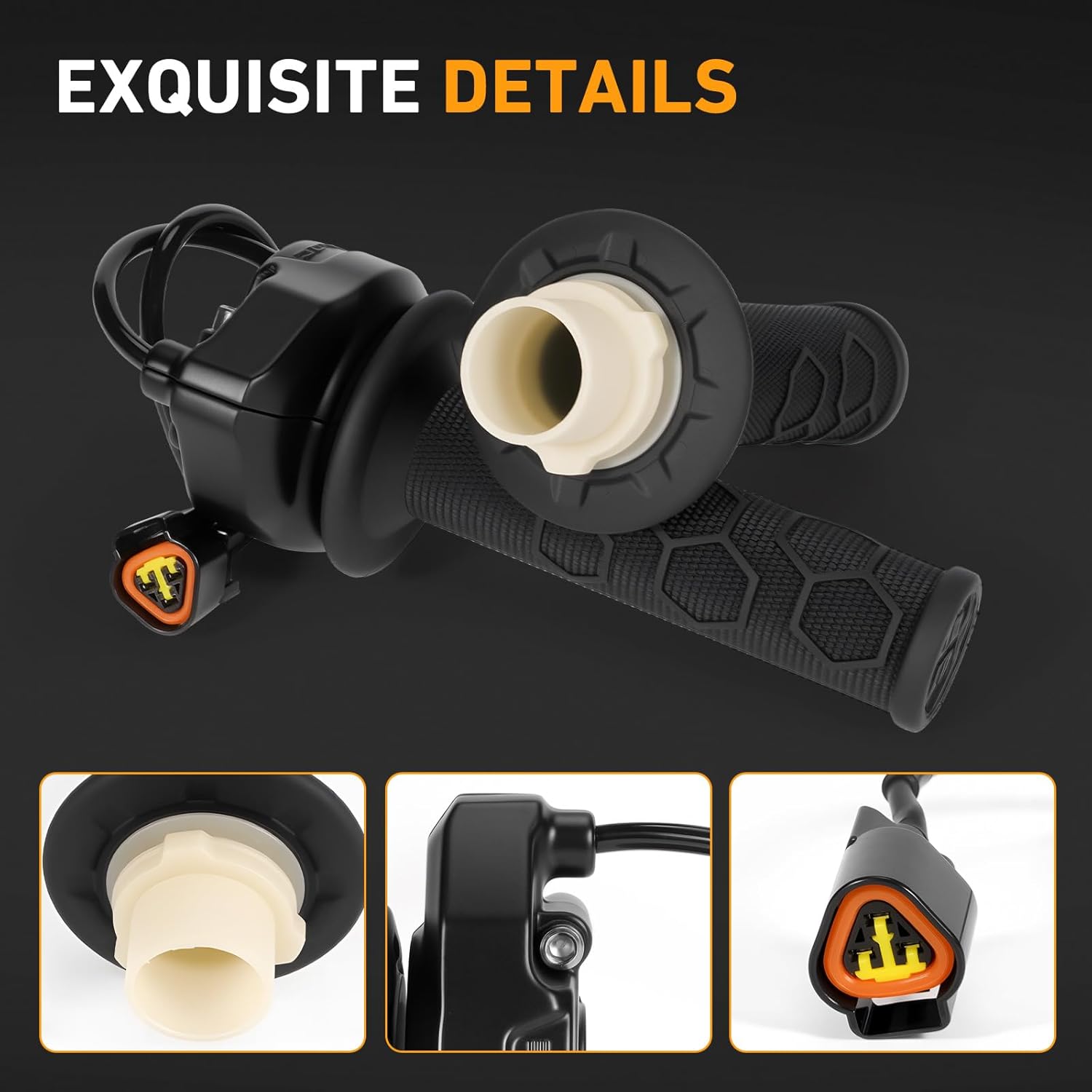 Twist Throttle Grip with Cable and Spare Right Handlebar Grip Fit for Sur Ron Ultra Bee, Electric Throttle Handle Assembly, High-Response Ebike Accelerator for Surron Electric Dirt Bike