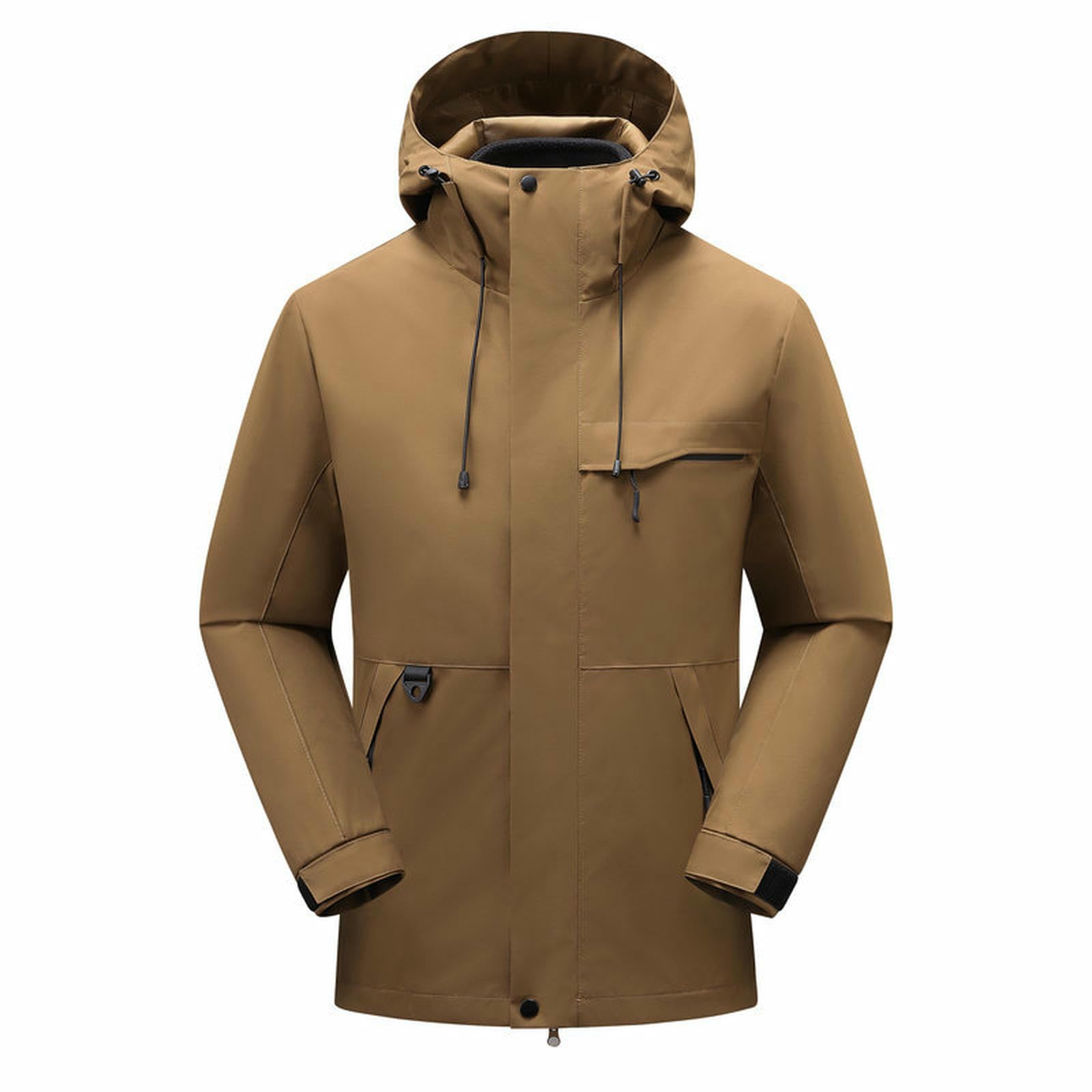 Chaqueta impermeable evita frío y humedad en actividades al aire libre invierno marrón