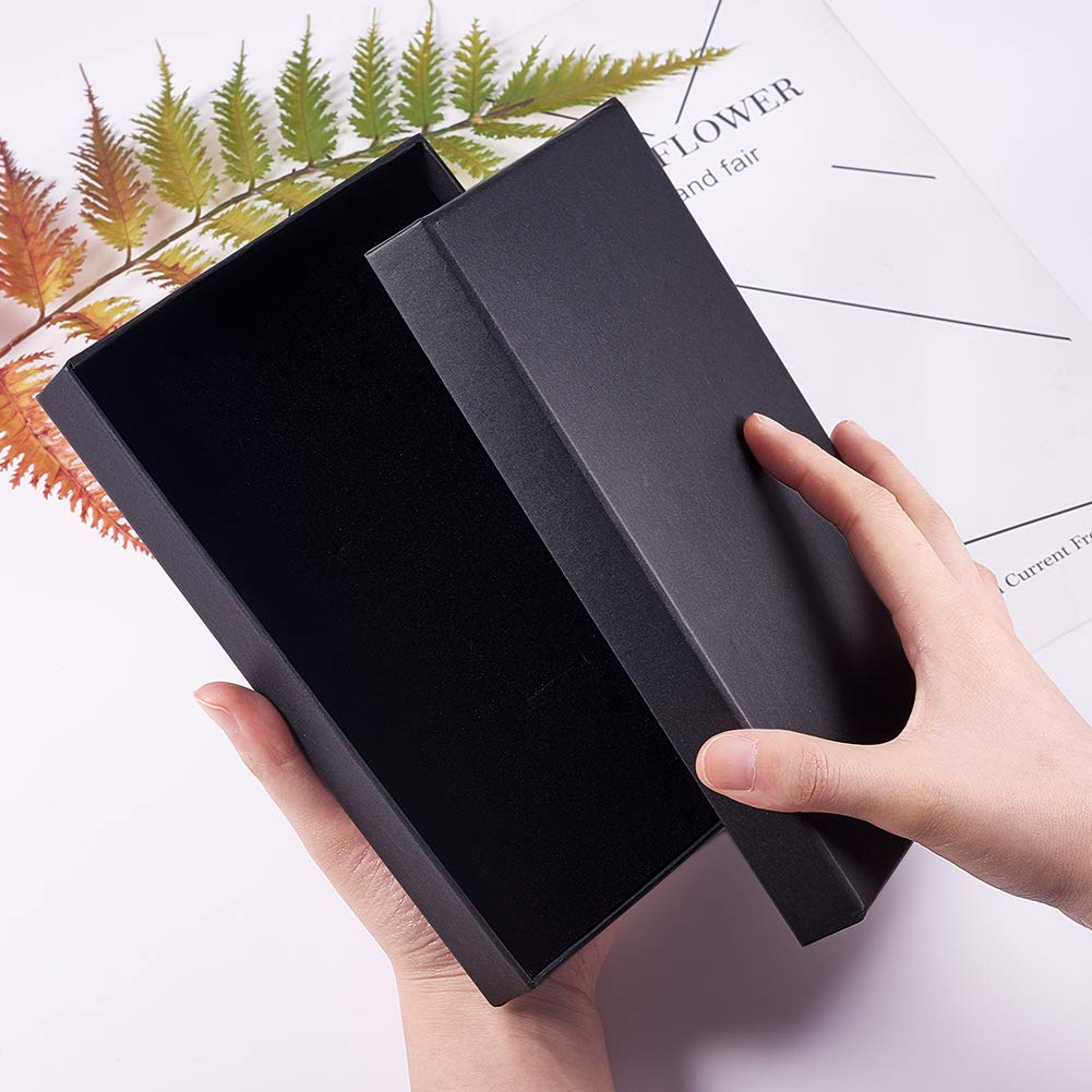 BENECREAT 6 Pack Confezione Regalo per Collana Nera 20x13x3cm Scatole per Gioielli in Cartone Rettangolari Scatola di Carta Kraft con Spugna per Collana, Orecchino