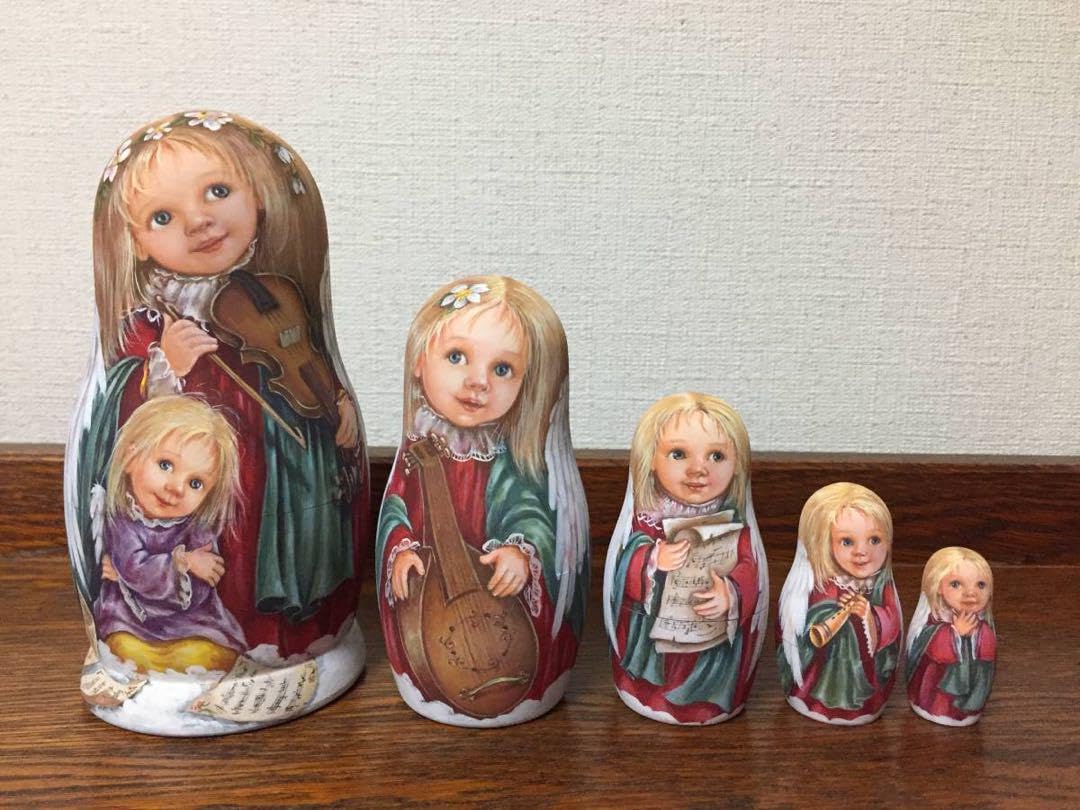 ロシア雑貨☆天使マトリョーシカ(5P)10cmバルスコワ作リダ工房 【公式