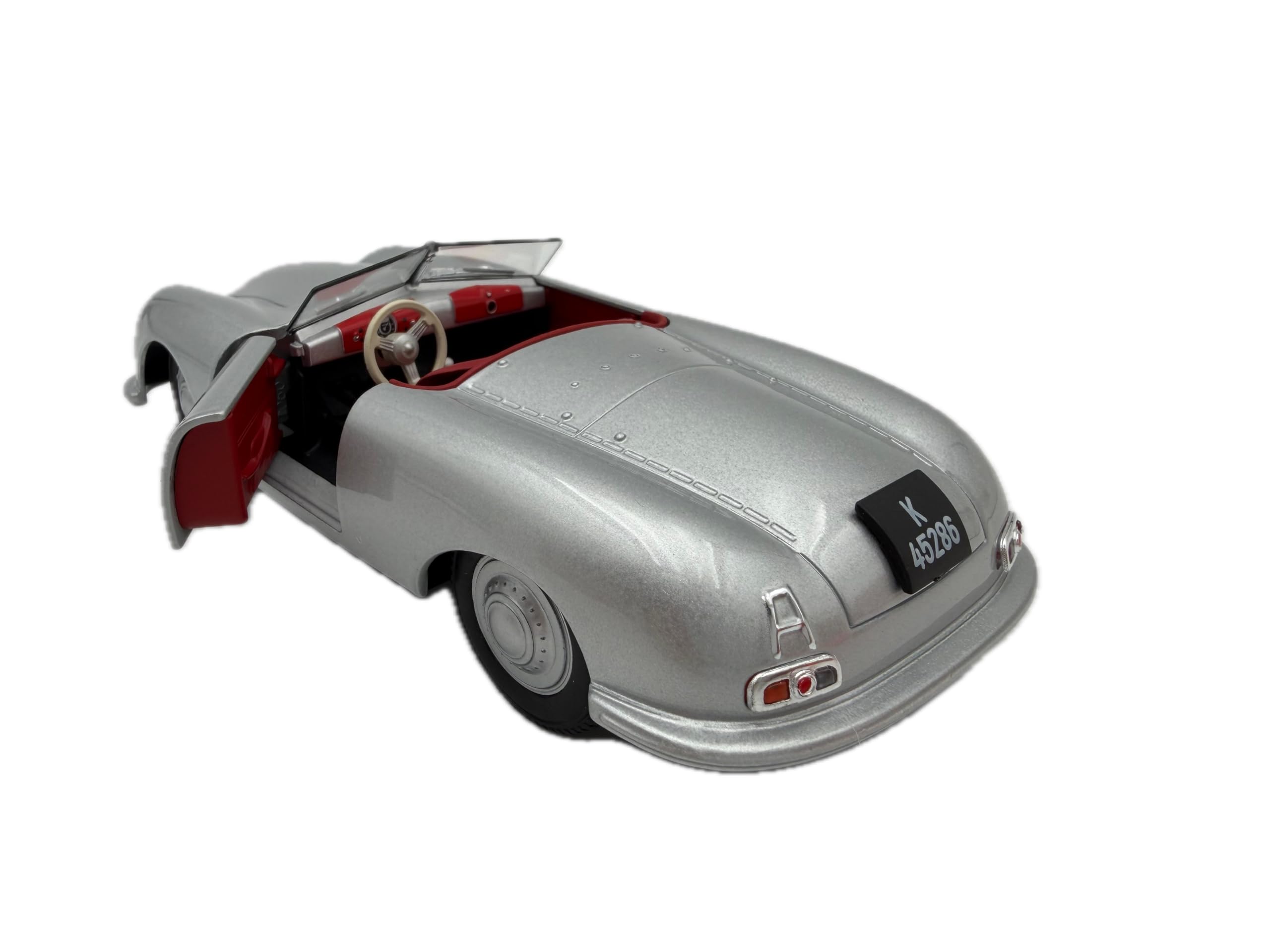 Porsche 356 Kennz. Modellauto 1:24, Silber - Detailgetreues Sammlermodell I GT Marketing I Miniatur Fahrzeug (Museum Edition)