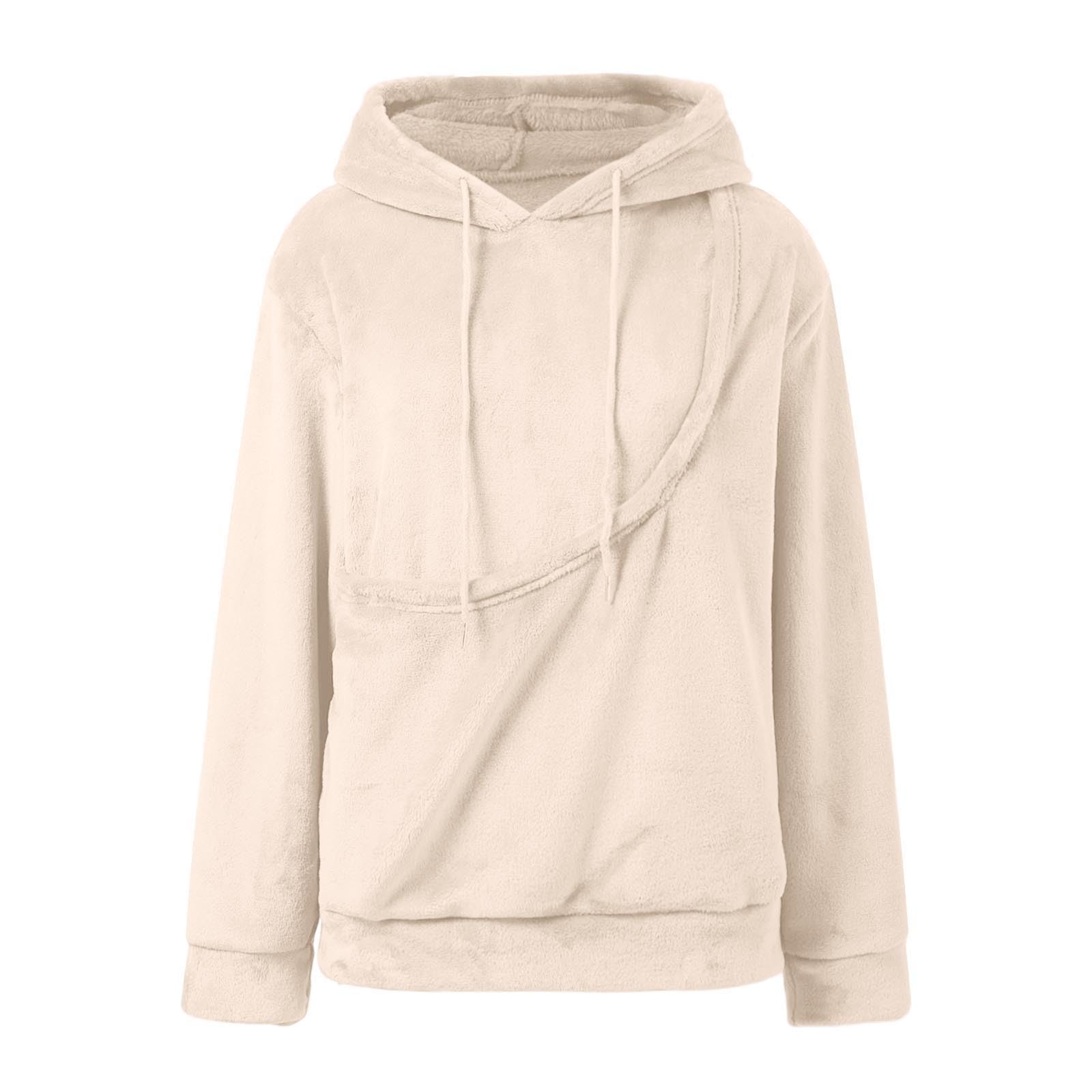Pull à capuche pour femmes-Sweat à capuche oversize pour femmes avec poche avant et sangle chat Pull polaire confortable idéal sorties décontractées courses quotidiennes tenue chaude automne hiver