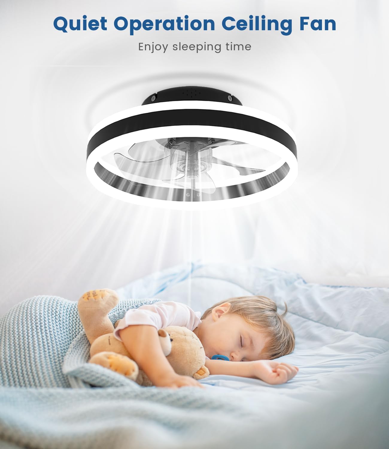 Nalezuns LED Deckenventilator mit Beleuchtung, 3 Farbtemperaturen, 6 Geschwindigkeiten, Fernbedienung, dimmbar