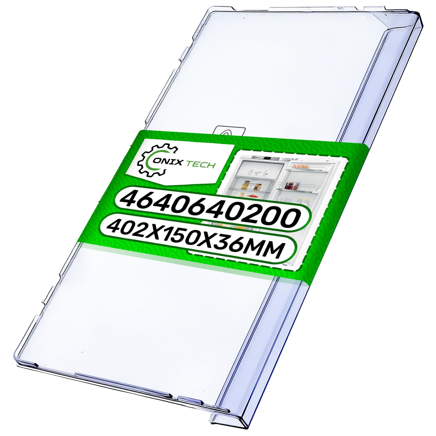 ONIX TECH Pannello Frontale del Cassetto per Frigorifero e Congelatore 402x150x36 mm con Codice Originale 4640640200 4638250500 per Beko - Garanzia di 5 Anni