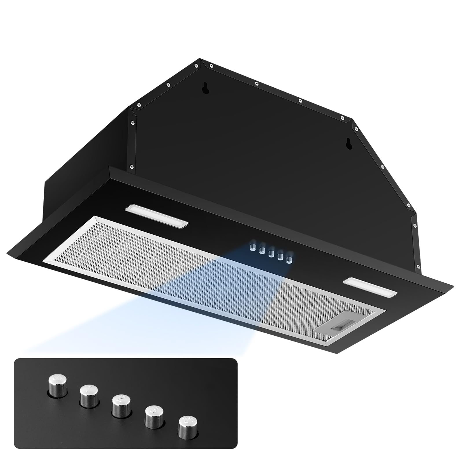 Insert Range Hood 24Inch, Built-in Kitchen Hood with 353 CFM, 3-Speed Vent Hood with Push Button Control LED Lights, Metal Filter, Suitable for Home kitchen, Compact Kitchen, Apartments - 1